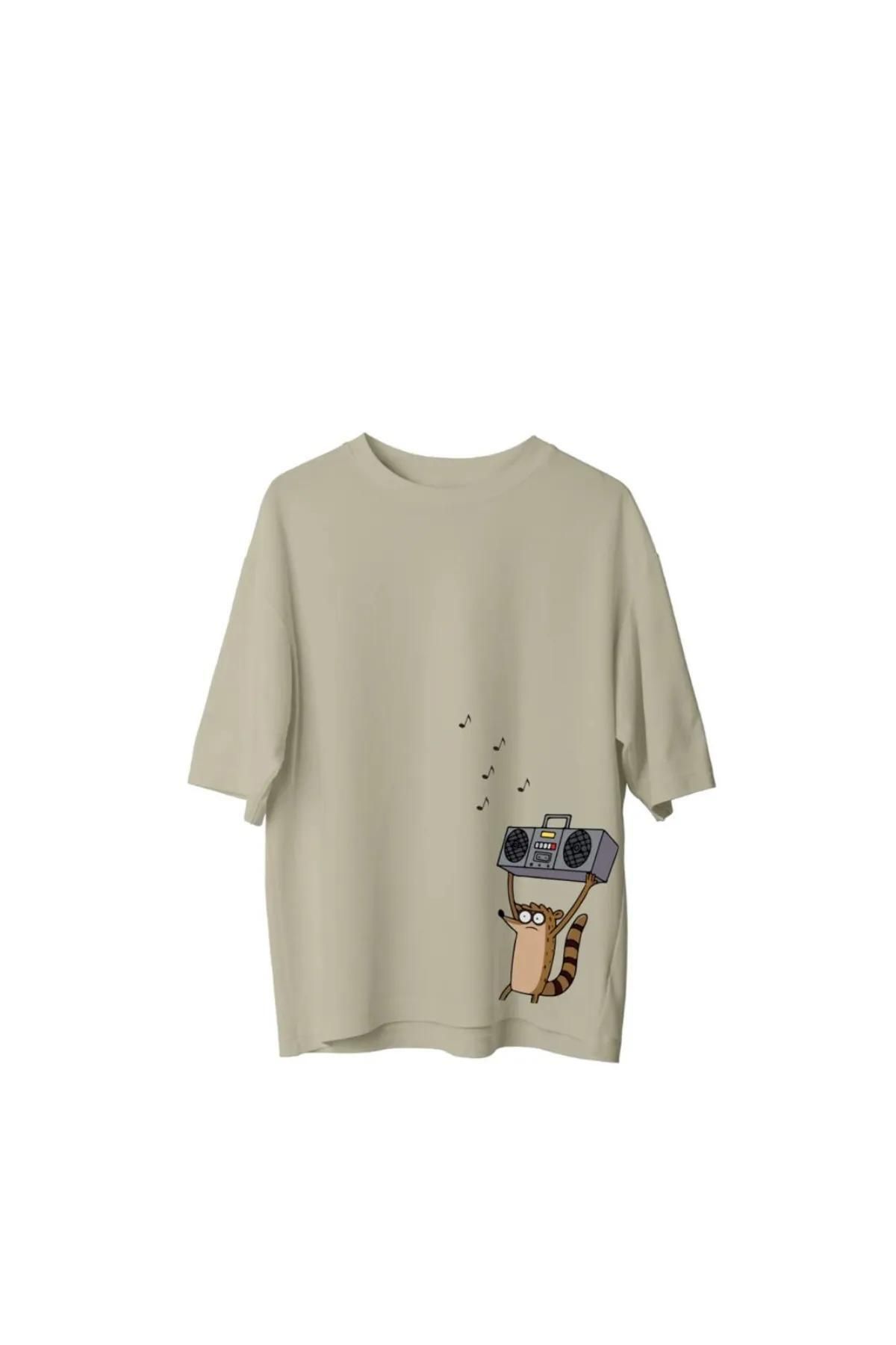 Koklonmoda Büyük Beden Unisex Rigby Baskılı Oversize T-Shirt
