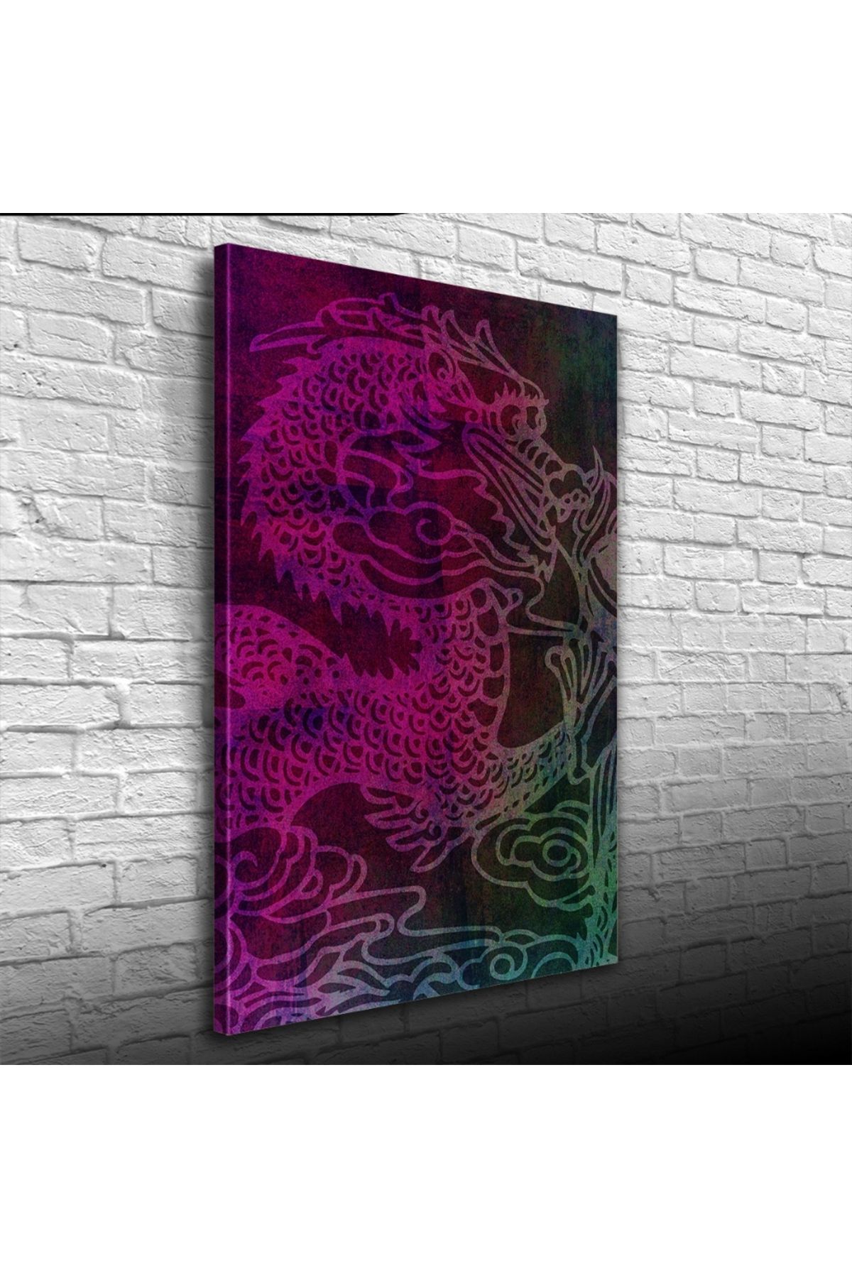 Kanonik Education Ejderha Çizimi Mor Tonlarda Kanvas Tablo 50 x 70