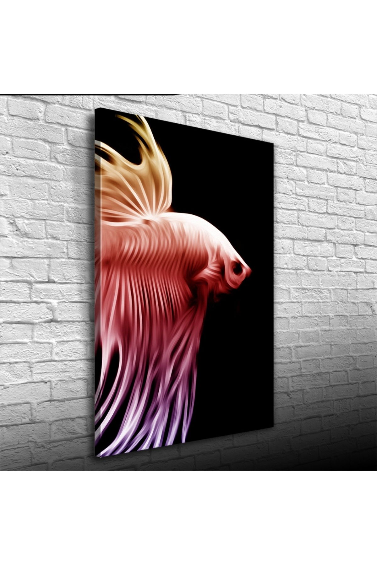 Kanonik Education Siyah Fonda Kırmızı Balık Kanvas Tablo 50 x 70