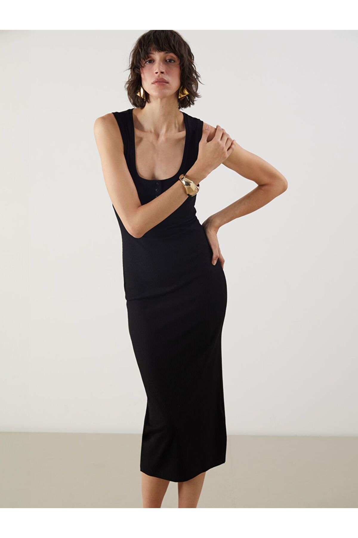 LC Waikiki LCW Vision U Yaka Dokulu Bodycon Elbise