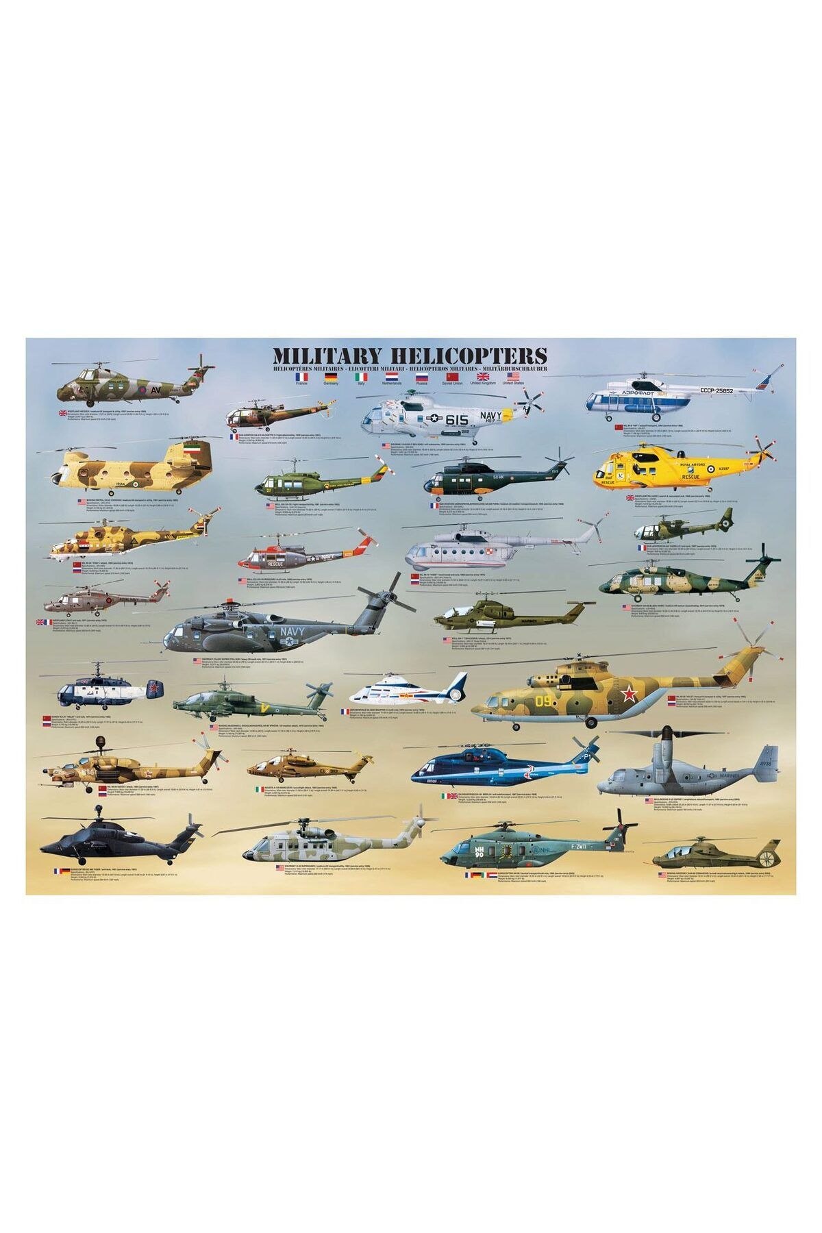 Eurographics Puzzle Eurographics - Militarhubschrauber, 1000 Piese - One Size