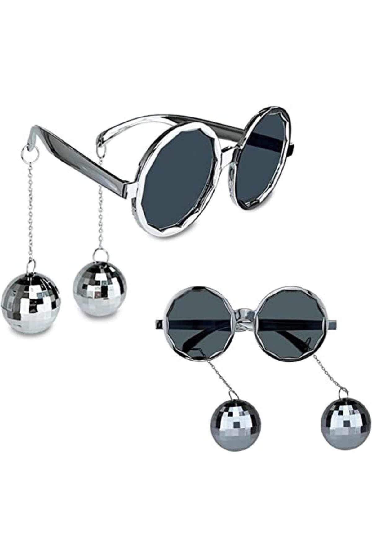 D&M Life Collection Disko Toplu Küpeli Parti Gözlüğü Gümüş Renk