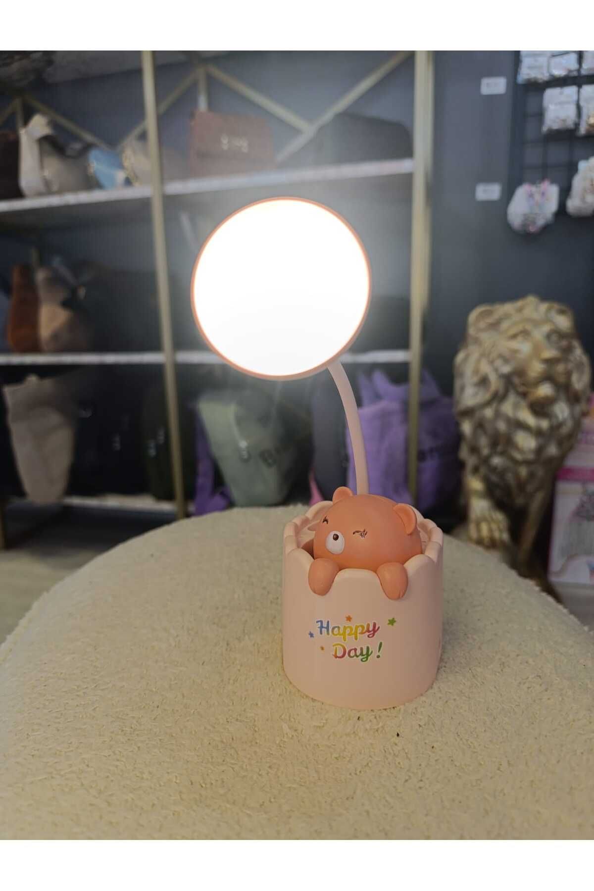 Hane 🧸 Neşeli "Happy Day" Ayıcık Masa Lambası:Esnek & Işıklı Tabanıyla Çocukların Yeni Gözdesi! 🧸
