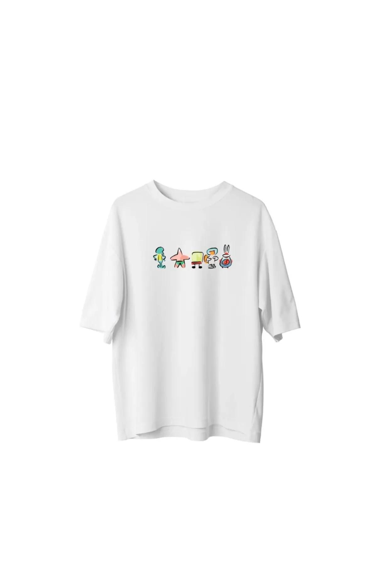 Koklonmoda Unisex Sponge Bob Baskılı Oversize T-Shirt