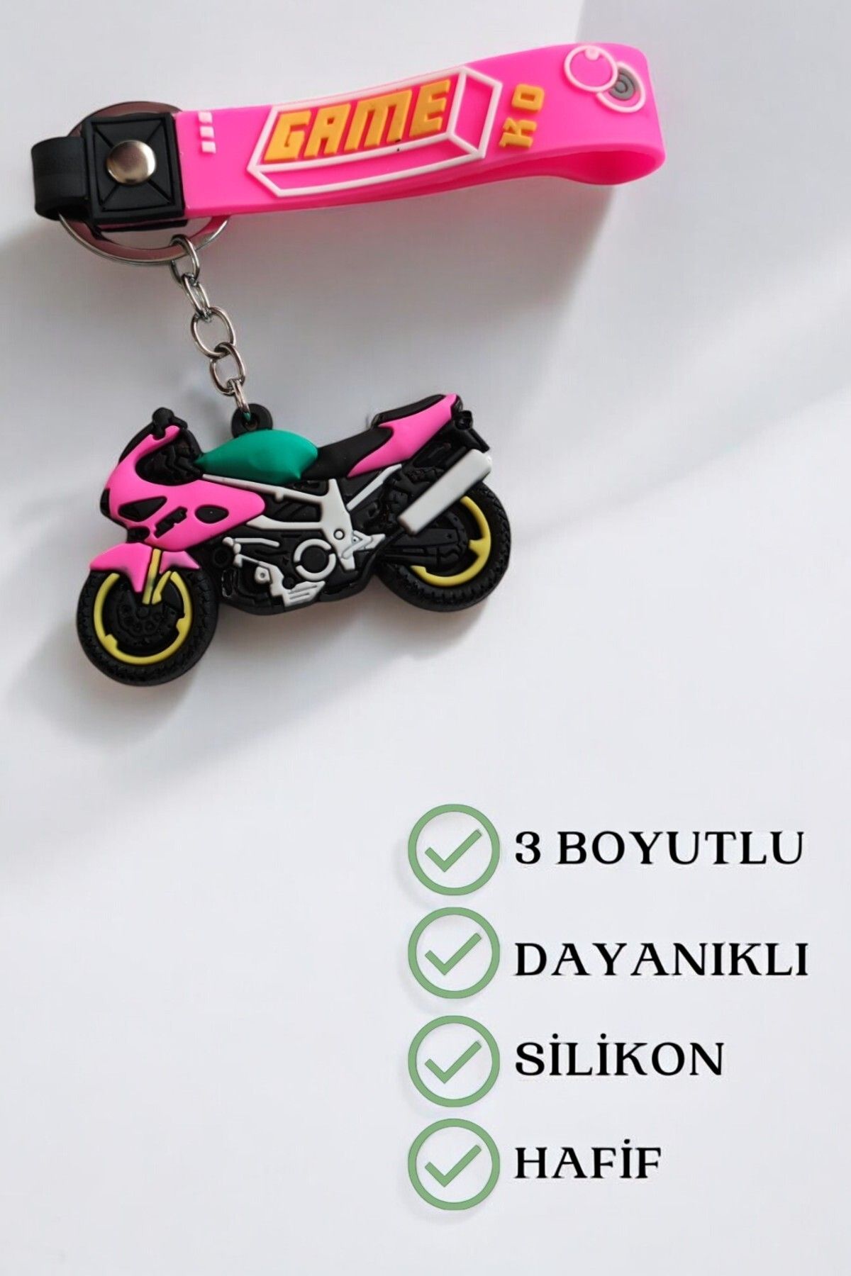 Lynare Motor Motosiklet Model 3D Silikon Motorcu Anahtarlık 1 Adet