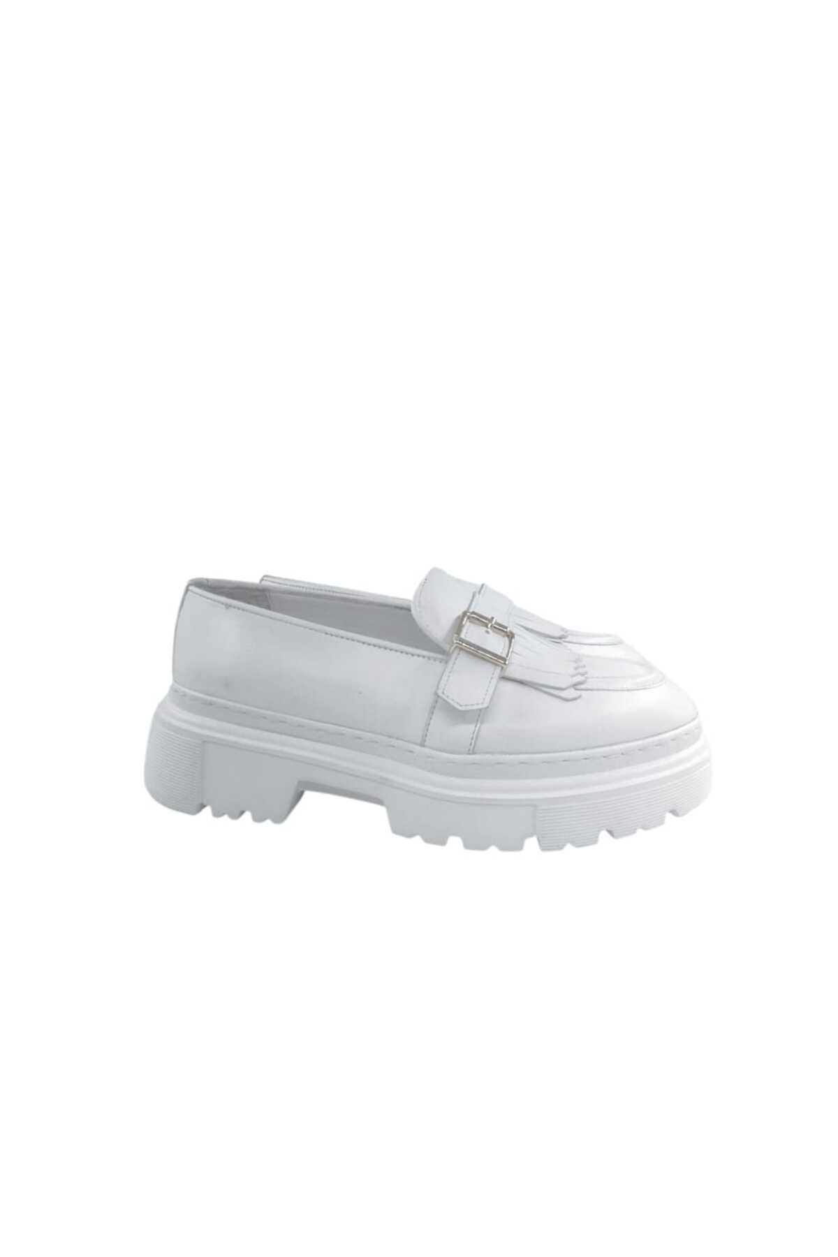 Oneka Shoes 130825PTY9659 Erkek Günlük Püsküllü Beyaz anilin