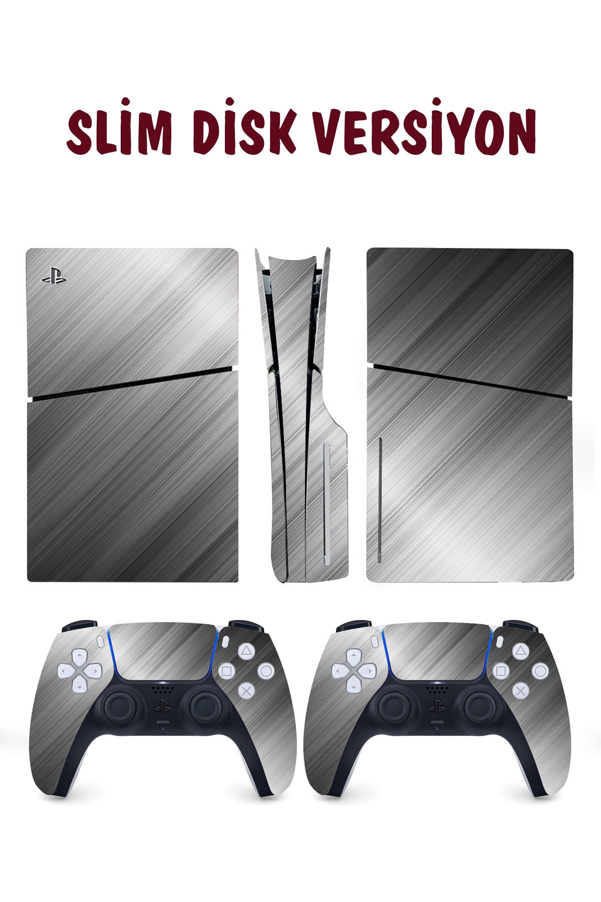 KT Decor Gri Metal Çizgiler Playstation 5 Full Sticker Kaplama Seti