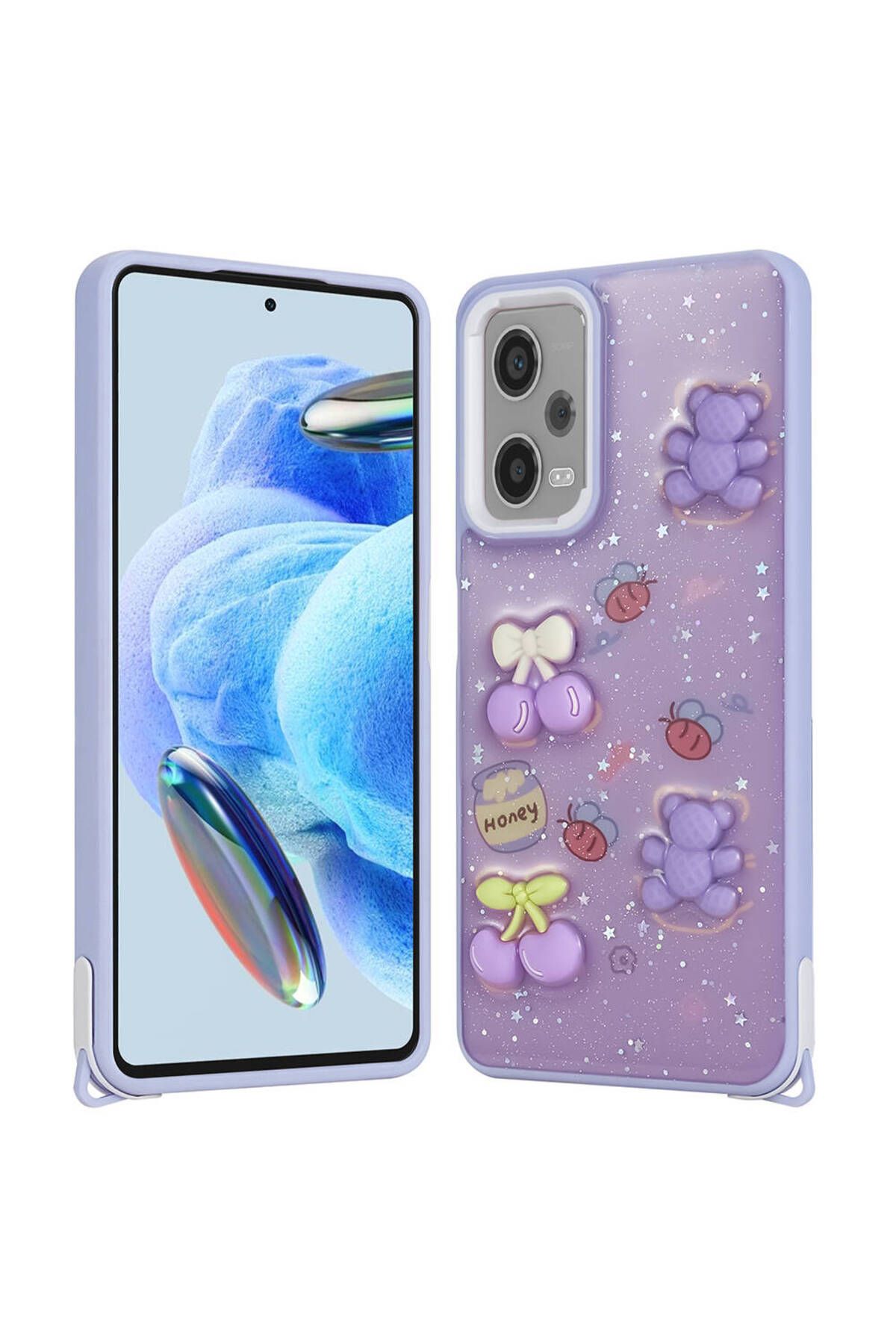 Başkenttekno Xiaomi Redmi Note 12 Pro Plus 5G Kılıf Parlayan Simli Kabartma Figürlü Cevze Kapak