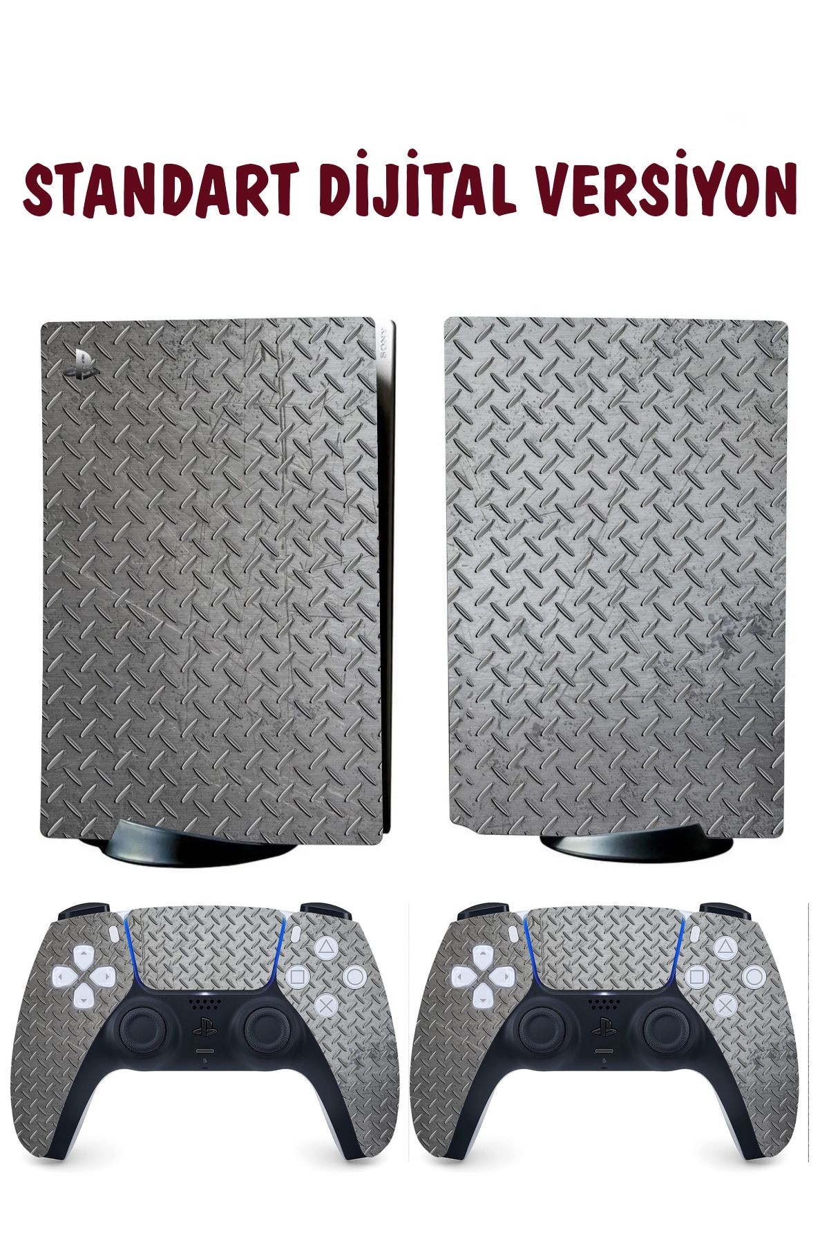 KT Decor Gri Metal Yüzey Playstation 5 Full Sticker Kaplama Seti