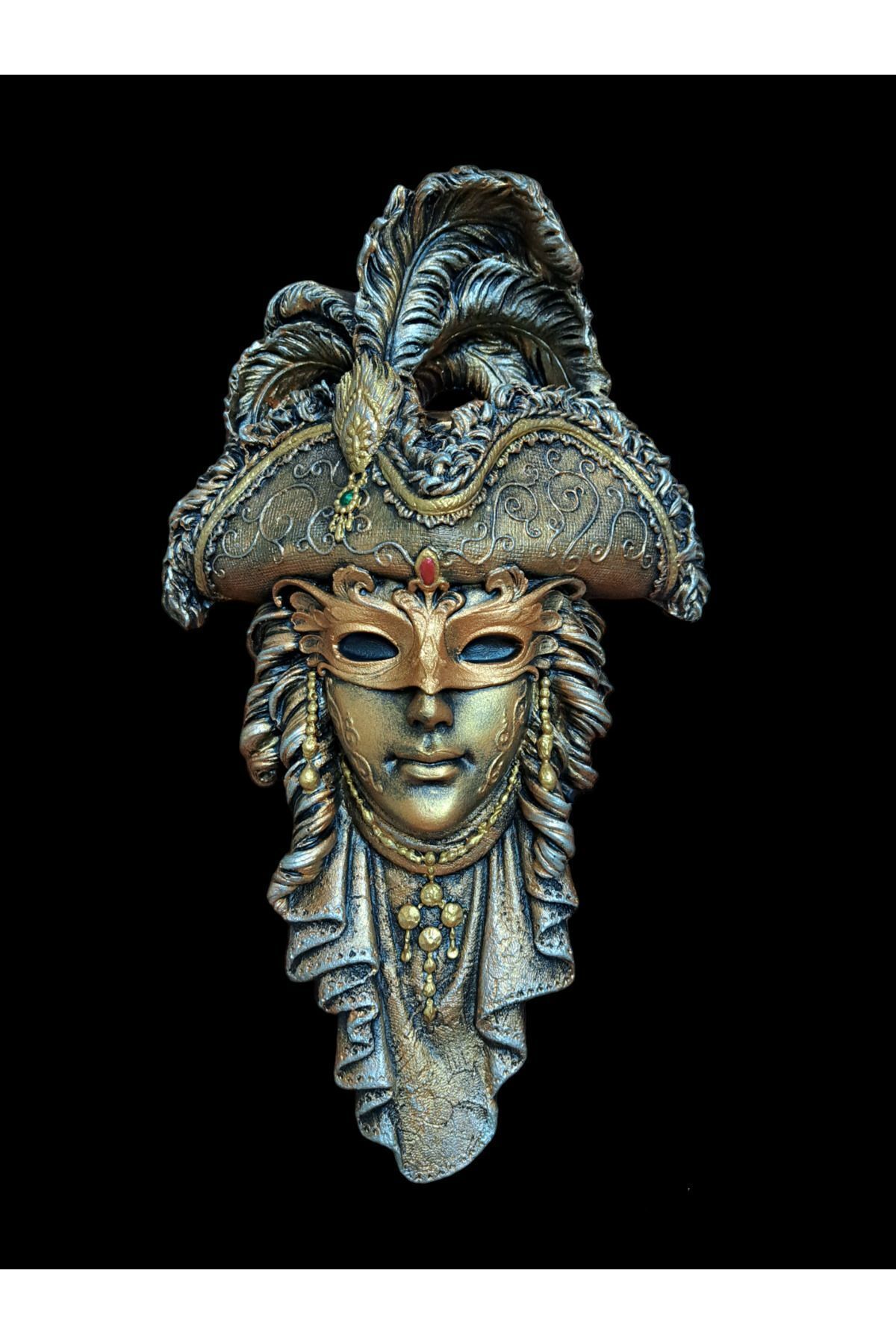 SerenityHaven Korsan Maskeli Duvar Mask Kahve-bronz 30x18cm