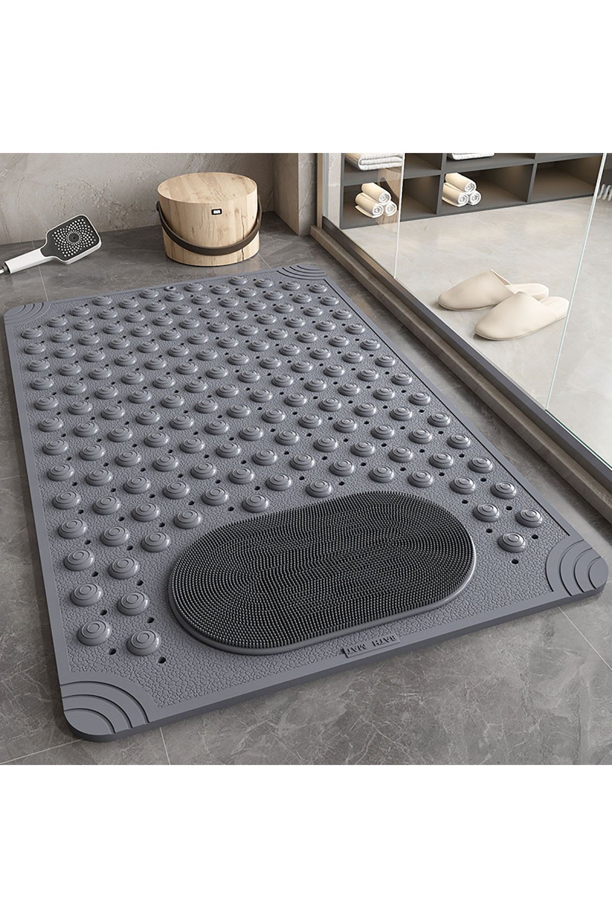 MAİN SHOP Masajlı Vantuzlu Banyo Paspası & Kaydırmaz Zemin Duşakabin Paspası 36x69.5 Cm M-162
