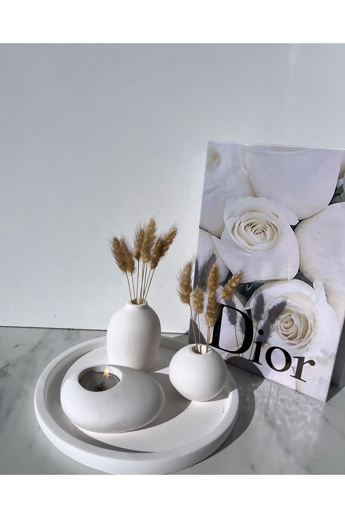SerenityHaven Sibel/ela Tasarım Dekoreotif Stantlı Vazo Set