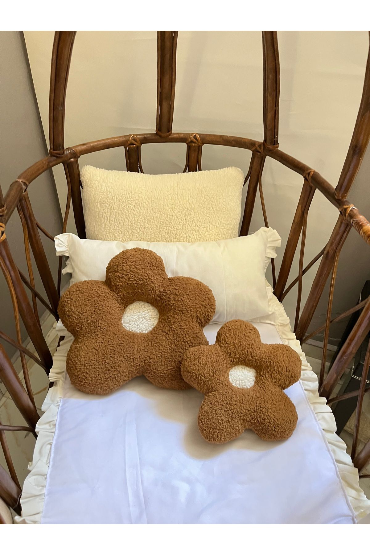 Cherry Bloom Cotton Teddy Peluş 2'li Papatya Yastık 35 x 20 cm