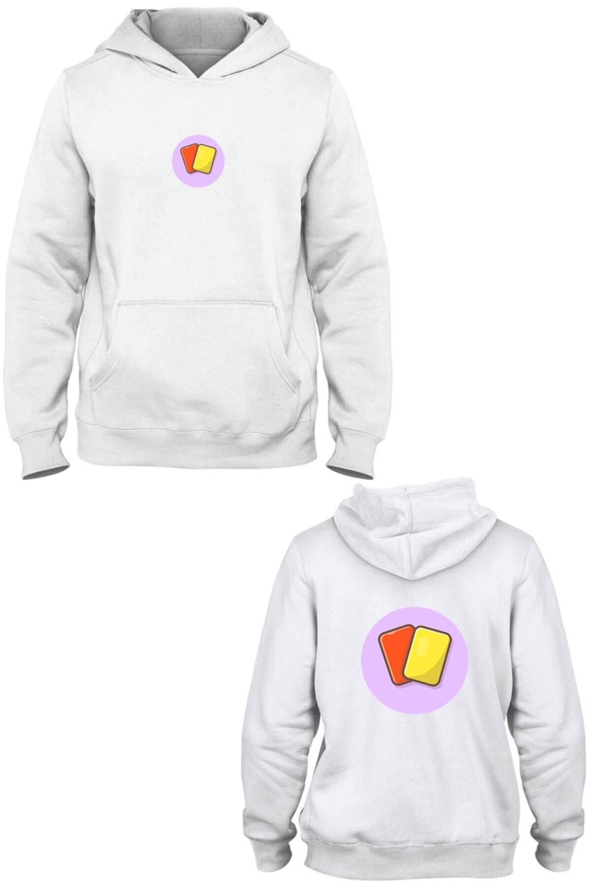 Pisa Art Futbol Kartları Ön Arka Baskılı Kanguru Cepli Kapşonlu Sweatshirt Bll1196
