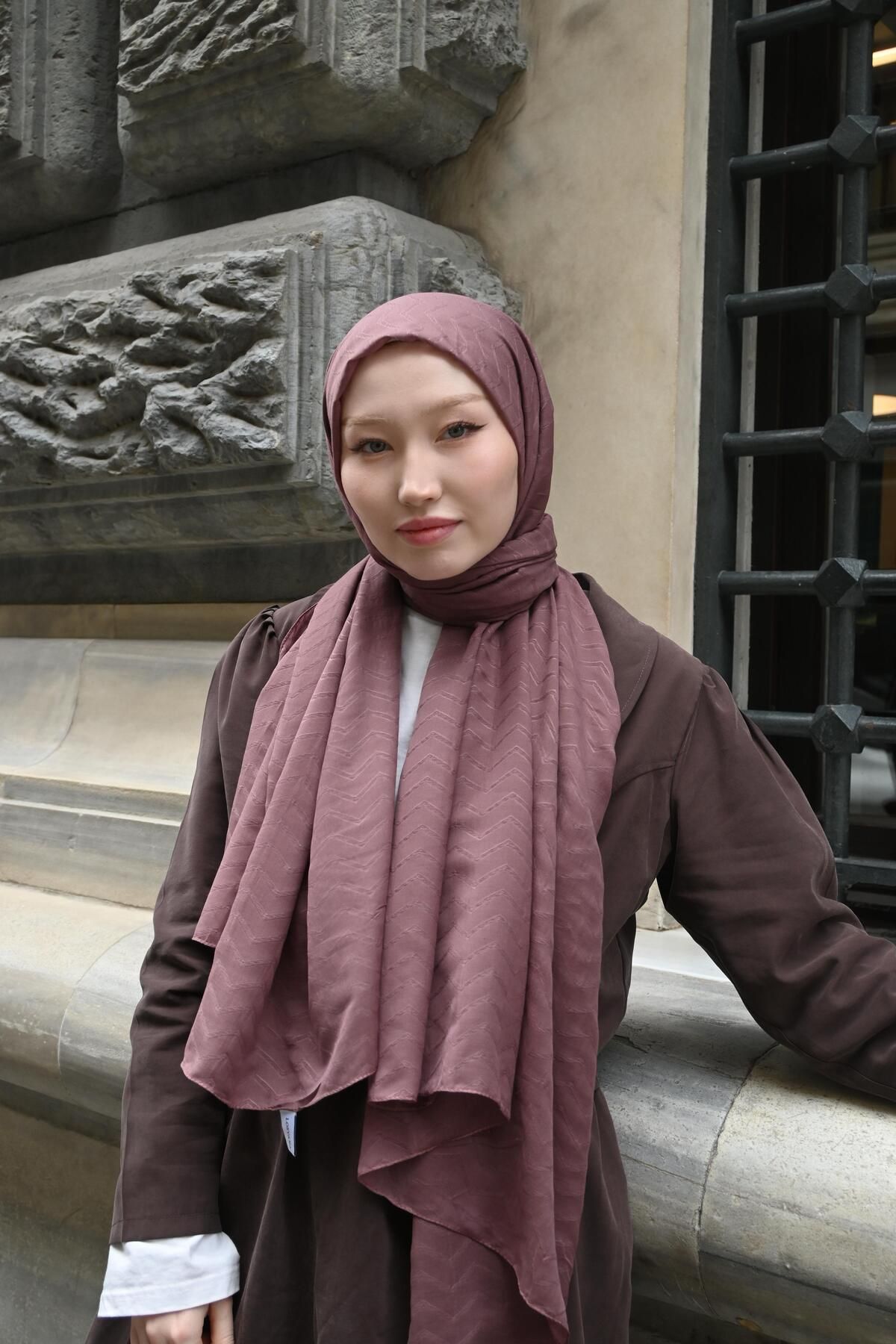 Pull Scarfs Gül kurusu - Zigzag Desen Bambu Jakar