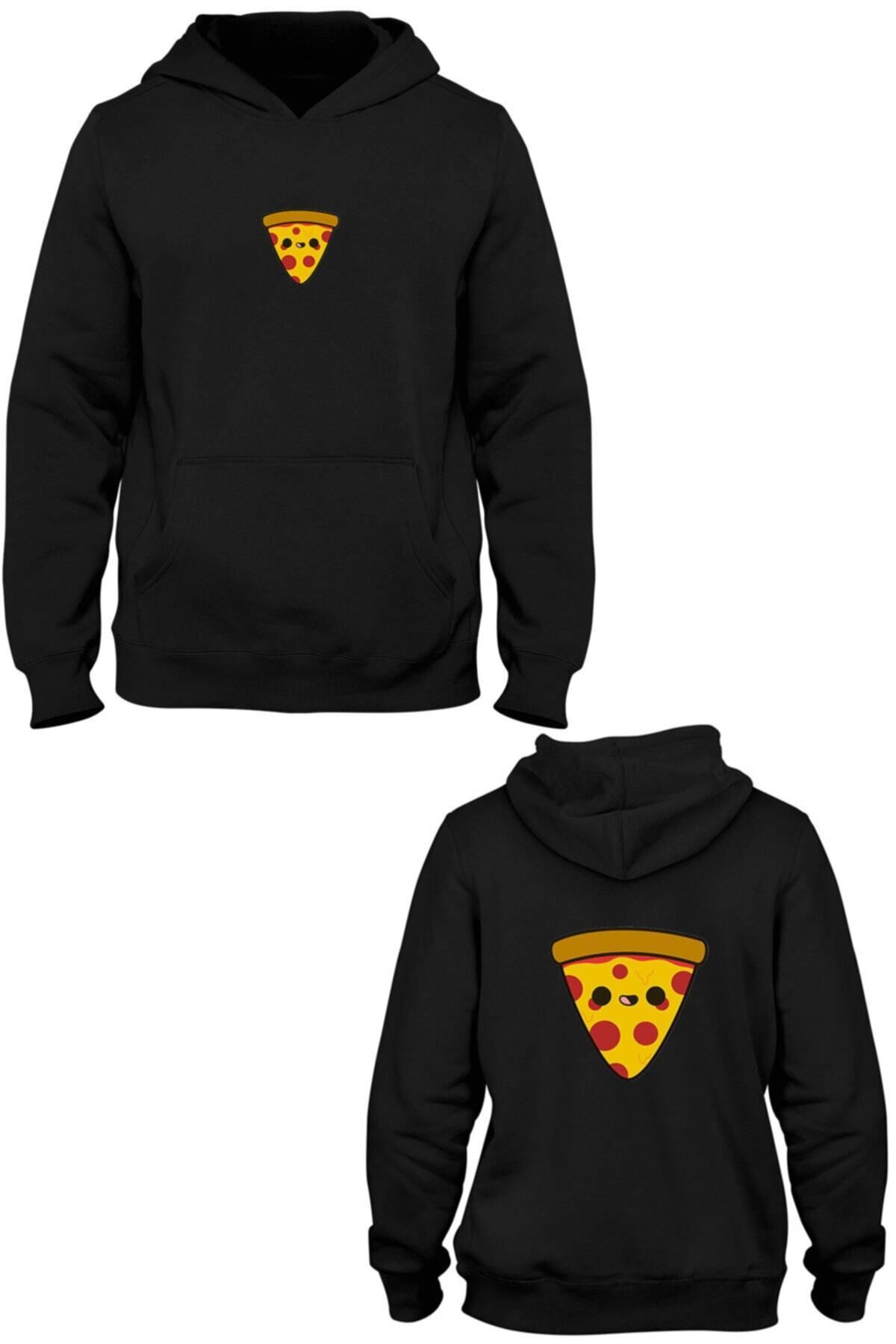 Pisa Art Pizza Ön Arka Baskılı Kanguru Cepli Kapşonlu Sweatshirt Bll2340