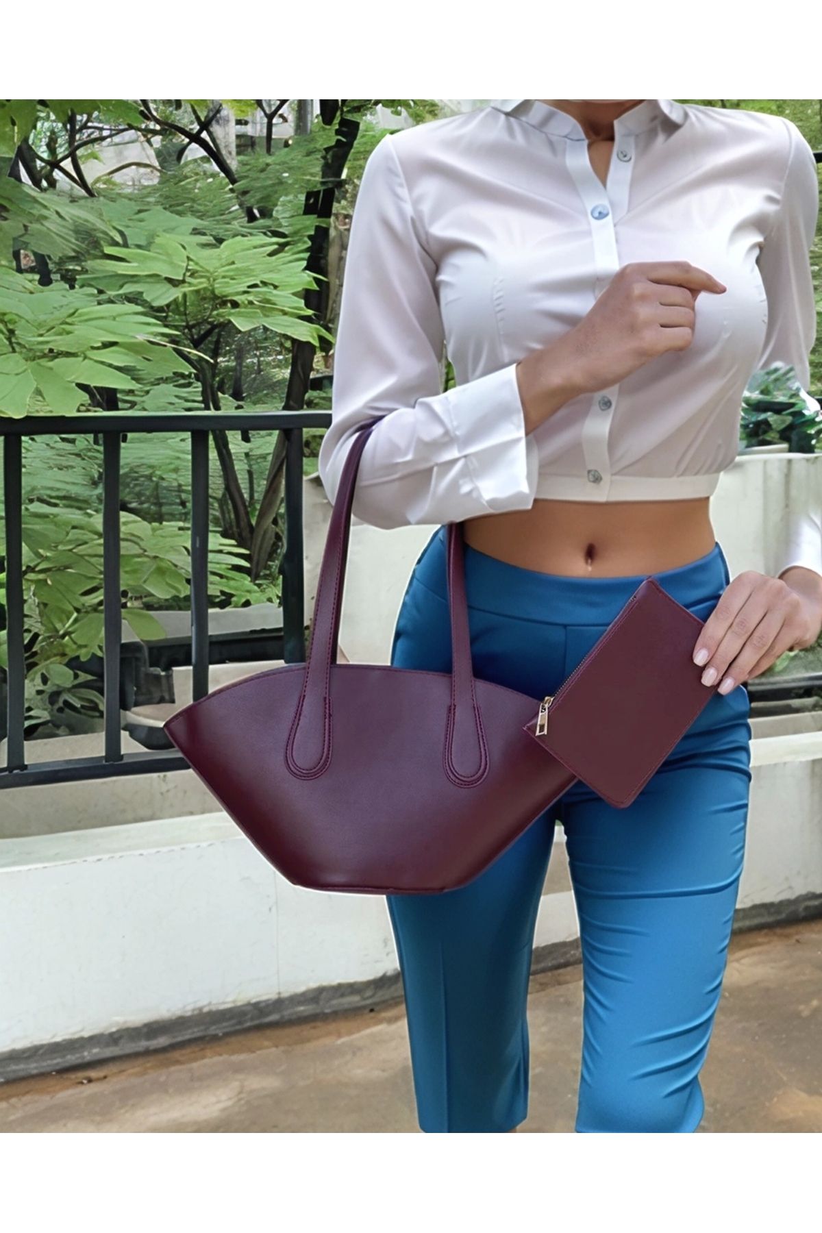 PayBuy Kadın El ve Omuz Kullanımlı Çıkarılabilir Cüzdanlı Modern Kesim Shopper Çanta