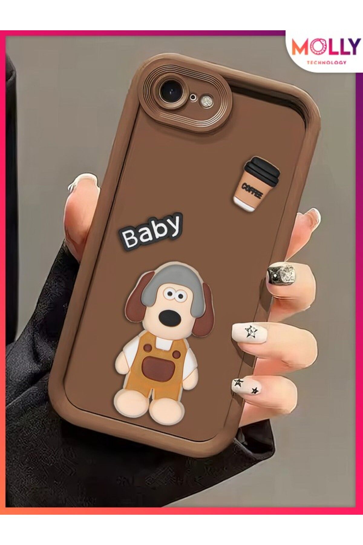 Molly iPhone 8 İçin Siyah Kenarları Kalın 3d Kabartmalı Cute Duck Silikon Kılıf
