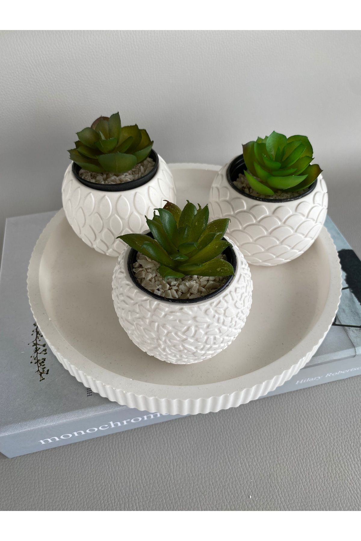 SELAR HOME DECOR Kaktüs,sukulent için mini 4'lü saksı seti