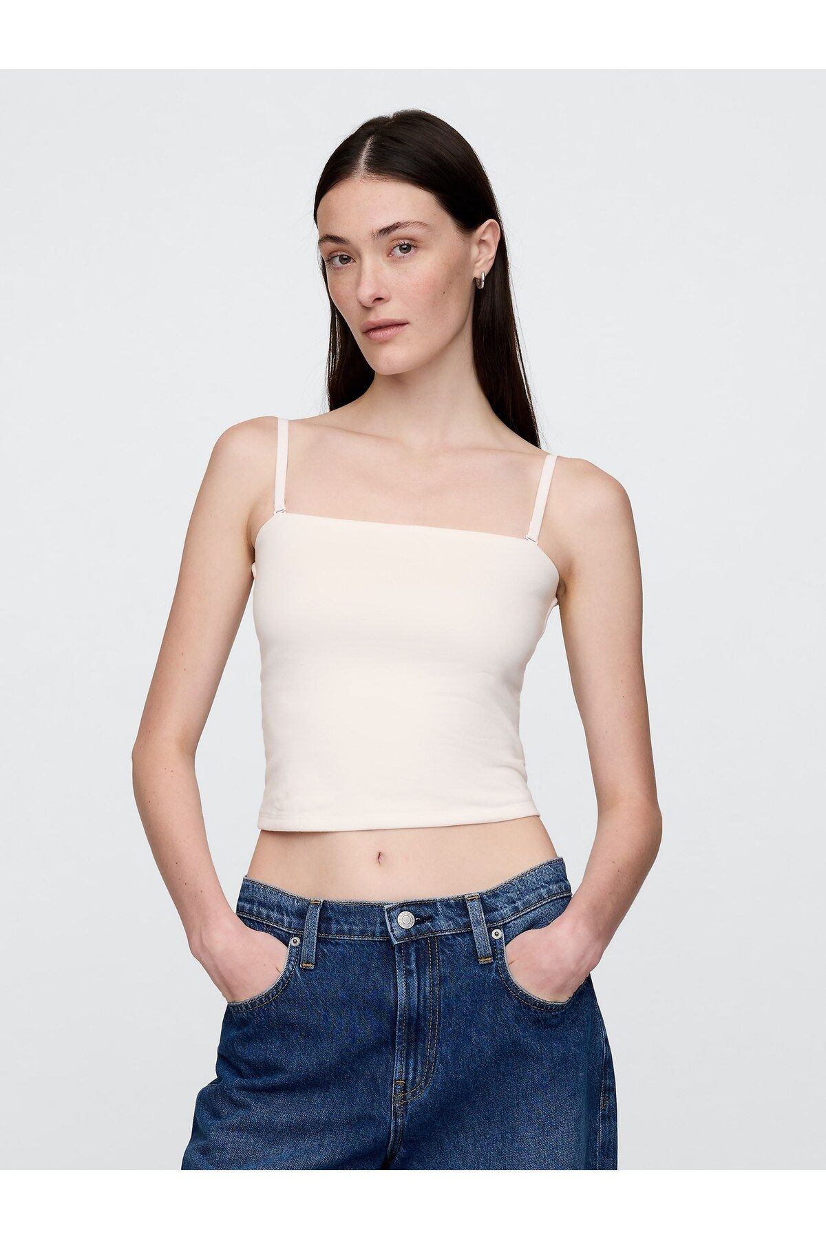 GAP Kadın Beyaz CloseKnit Crop Üst