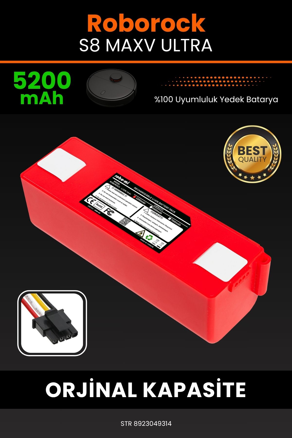 robo-mi Roborock S8 MAXV ULTRA 5200mAh Robot Süpürge Bataryası - Koruma Katmanlı Batarya Teknolojisi