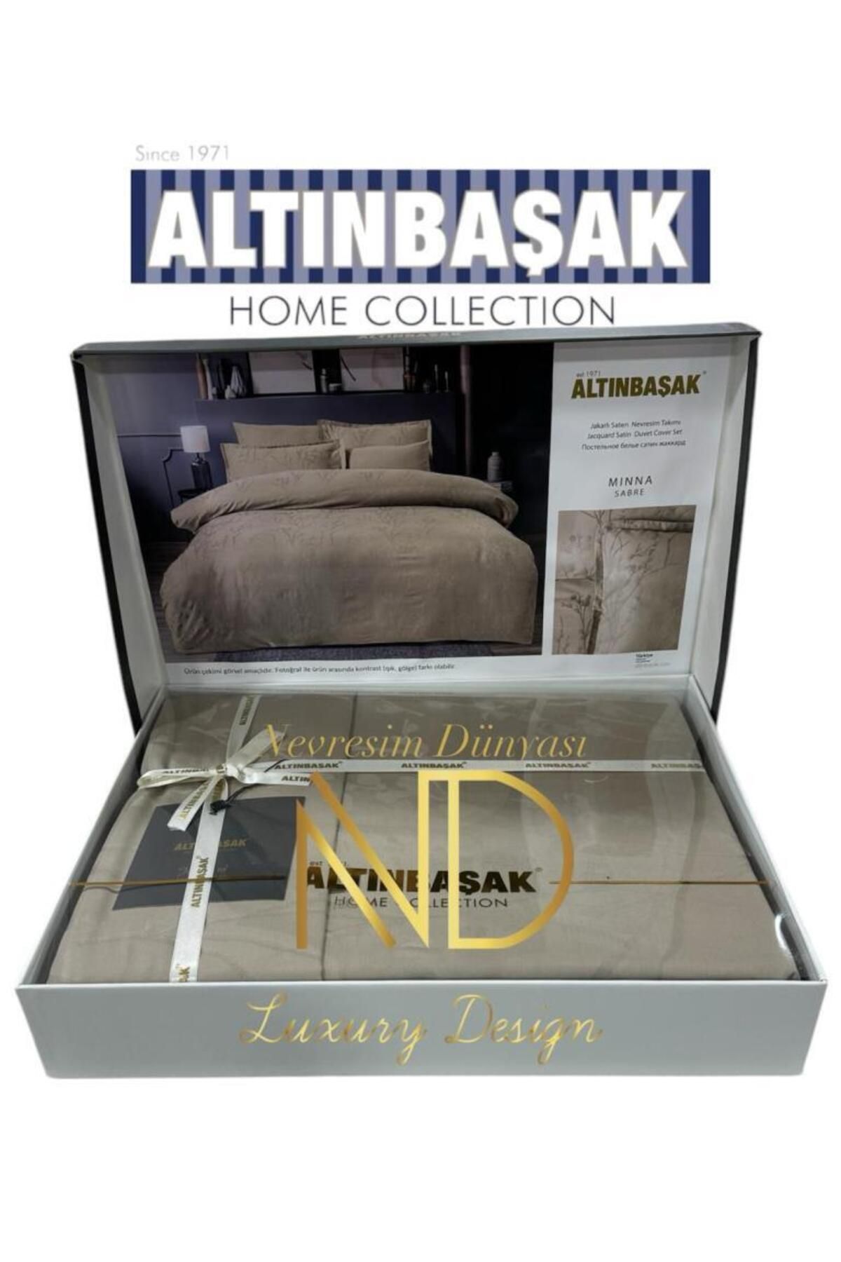 merland benvecocuk Jakarlı Saten Çift Kişilik Nevresim Takımı Mınna Sabre