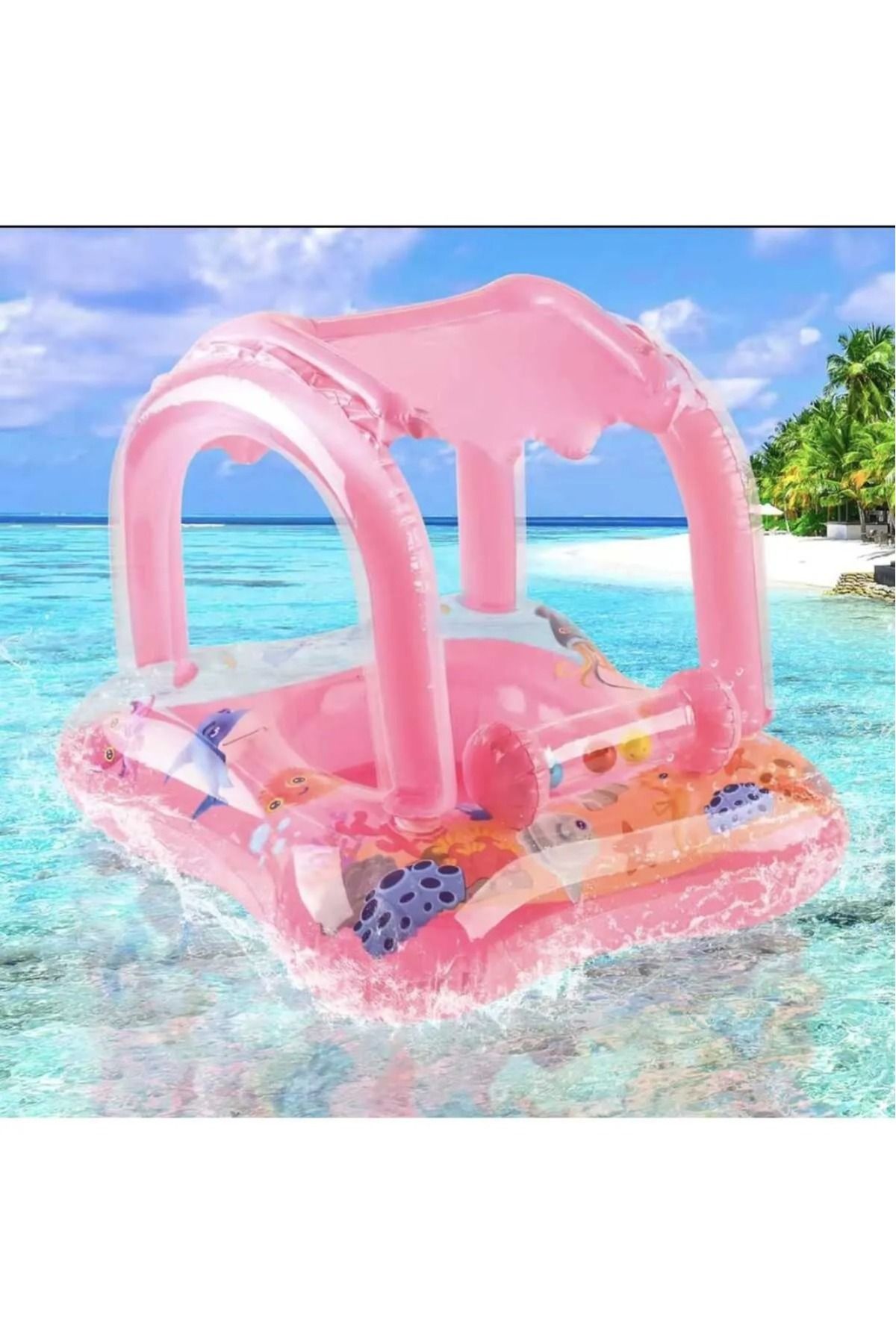 emenglobal şişme bebe flotörü bebek simidi pembe simidi oyuncaklı havuz simidi