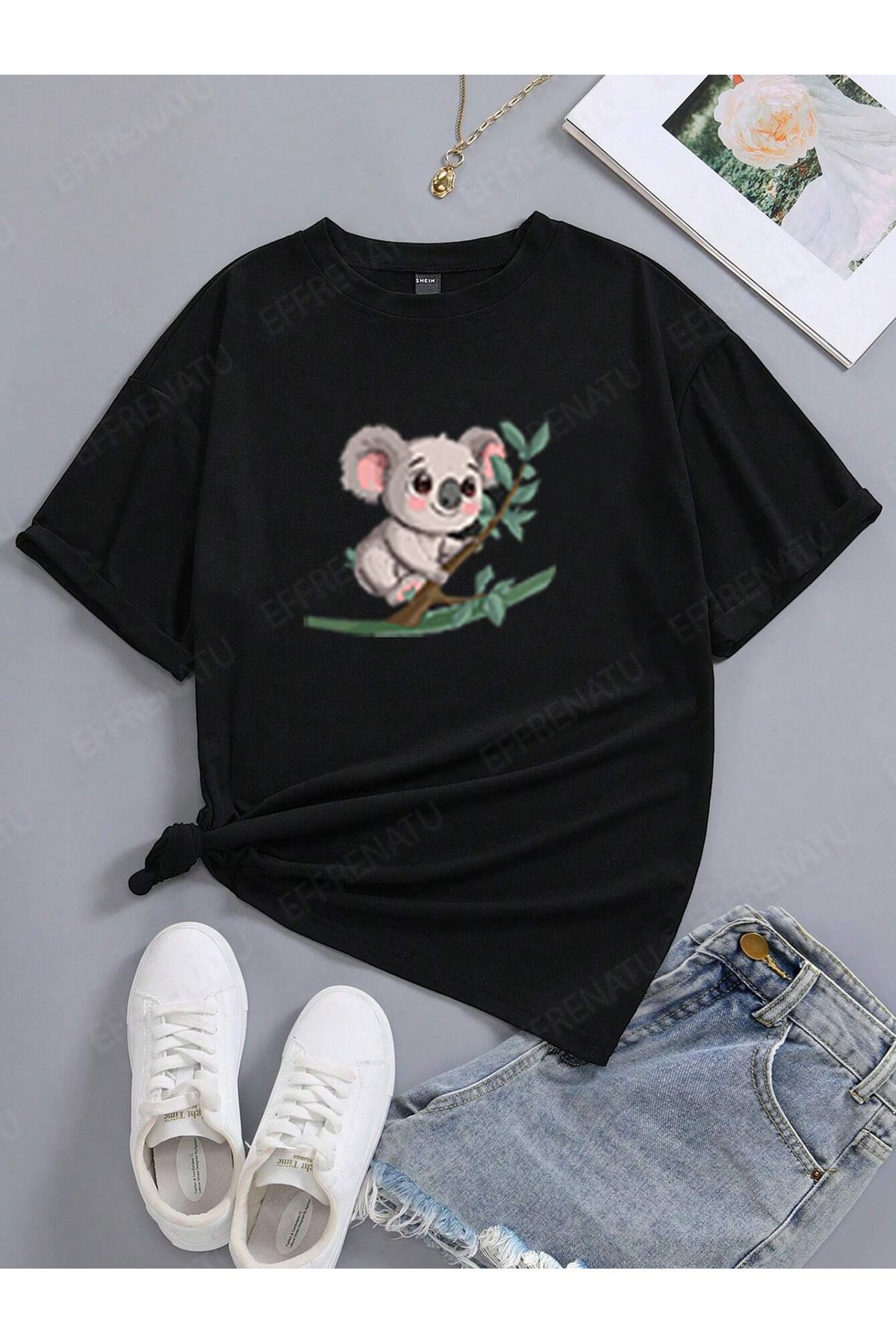 EFFRENATU hıla moda Baskılı Büyüleyici Büyük Beden T-shirt