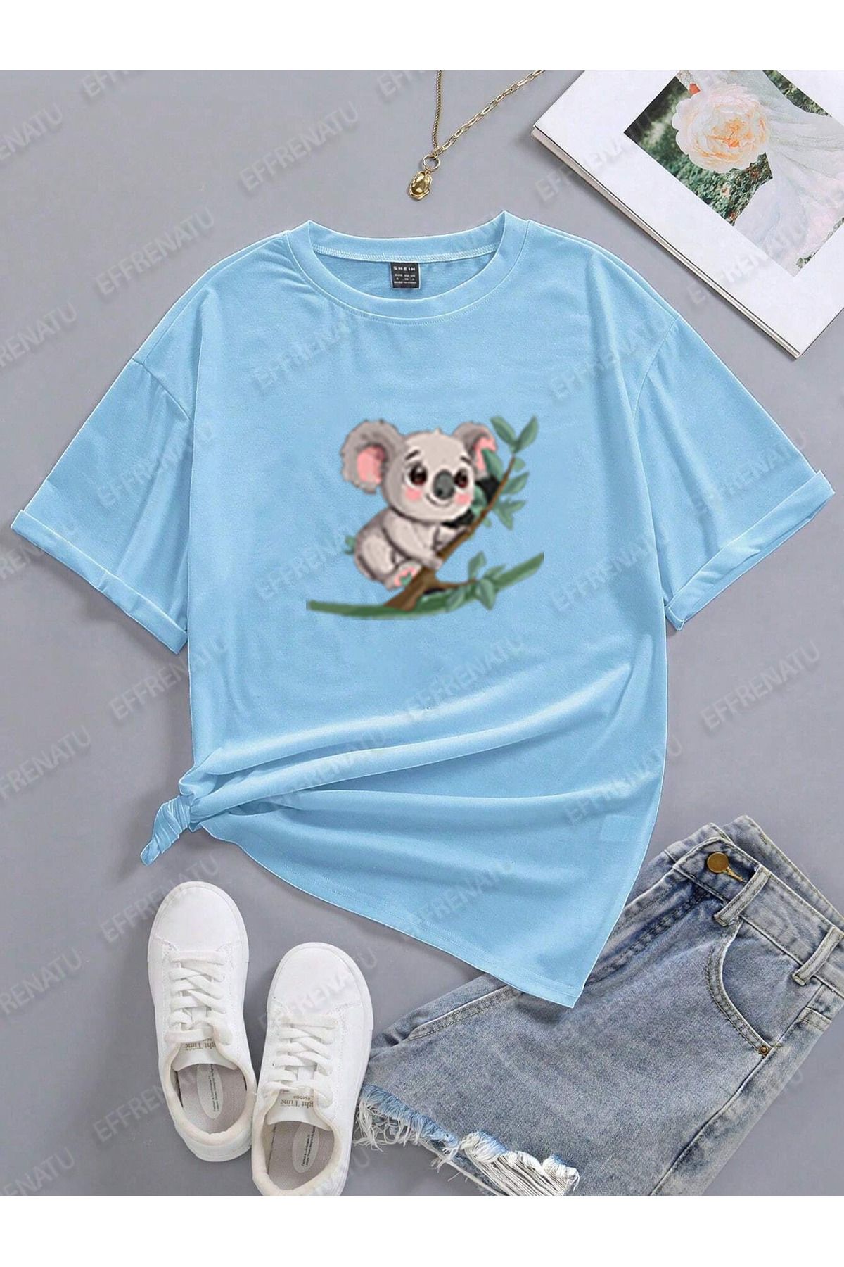 EFFRENATU hıla moda Baskılı Büyüleyici Büyük Beden T-shirt