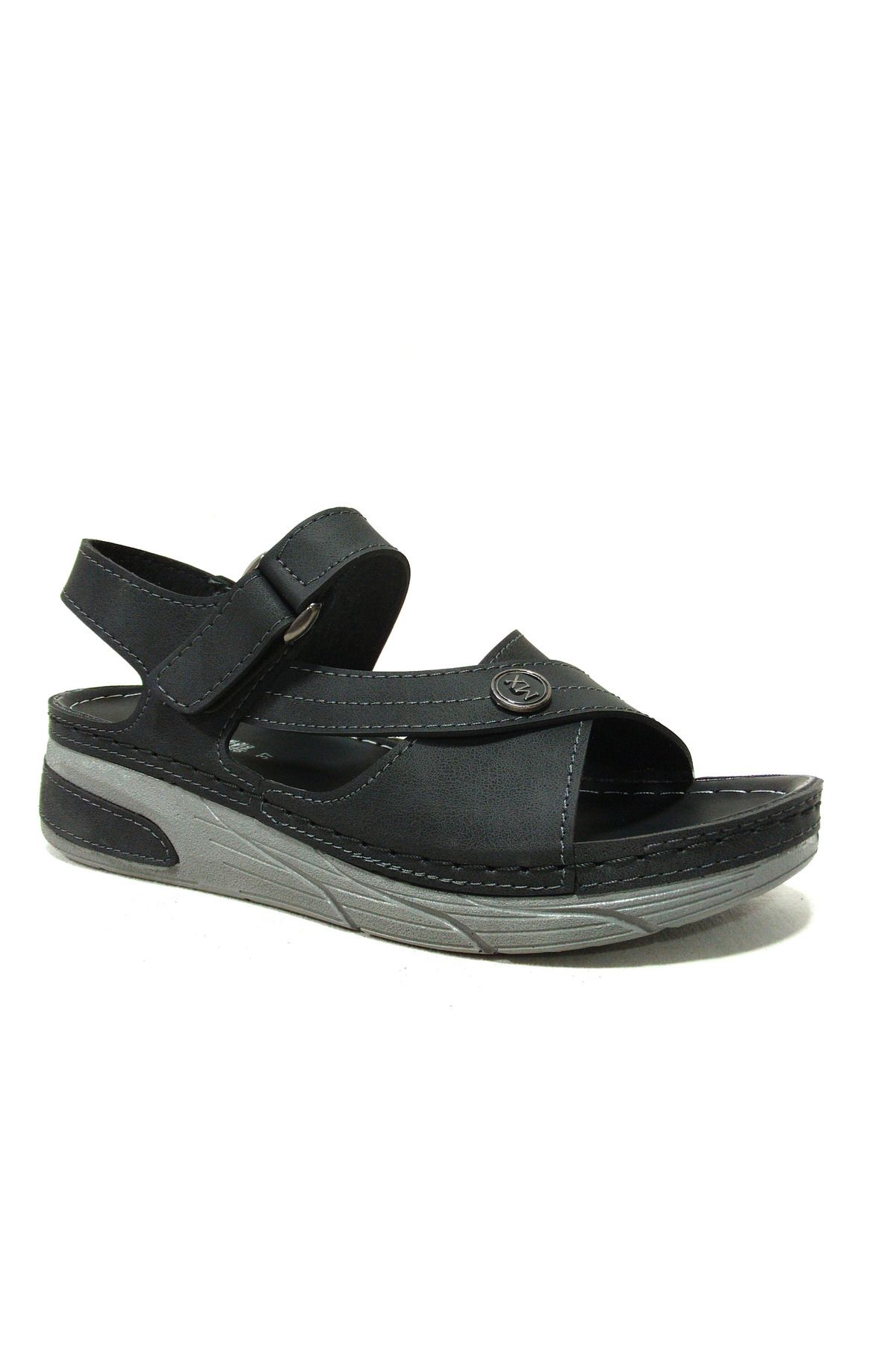 MULEX Siyah Cırtlı Anatomik Comfort Sandalet