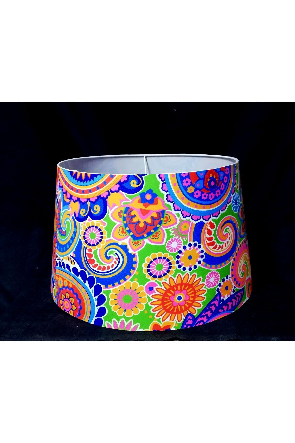 SerenityHaven Büyük abajur başlığı renkli abajurşapkası çap: 40 cm. Metal iskelet