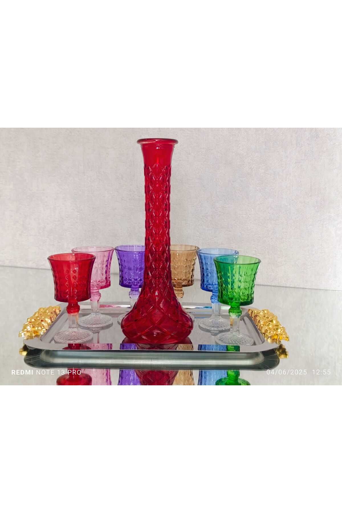 bellanest 6 Kişilik Paradise Gold Tepsili -Karaf-Sürahili 8 Parça ZEMZEM TAKIMI