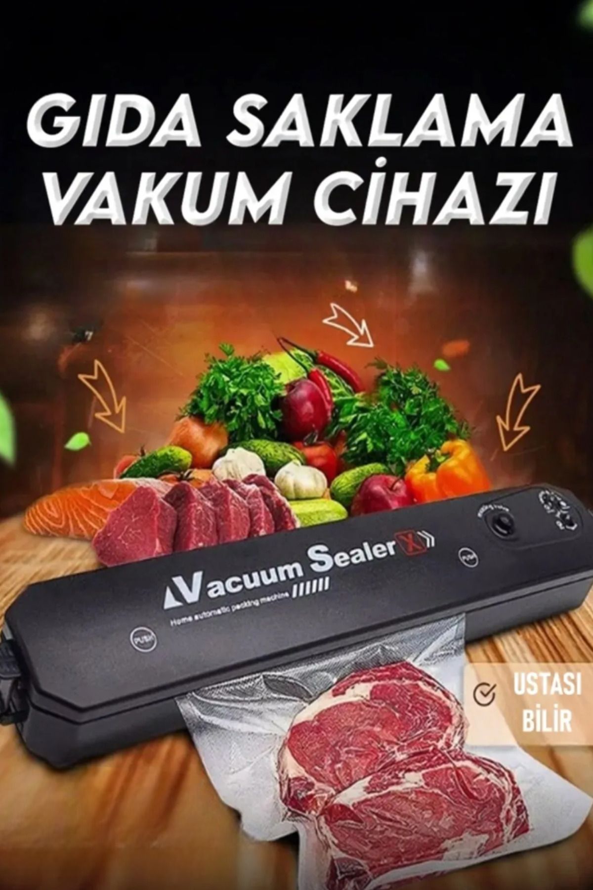 Vezir Aksesuar Evde Profesyonel Gıda Saklama | Otomatik Vakumlama Cihazı