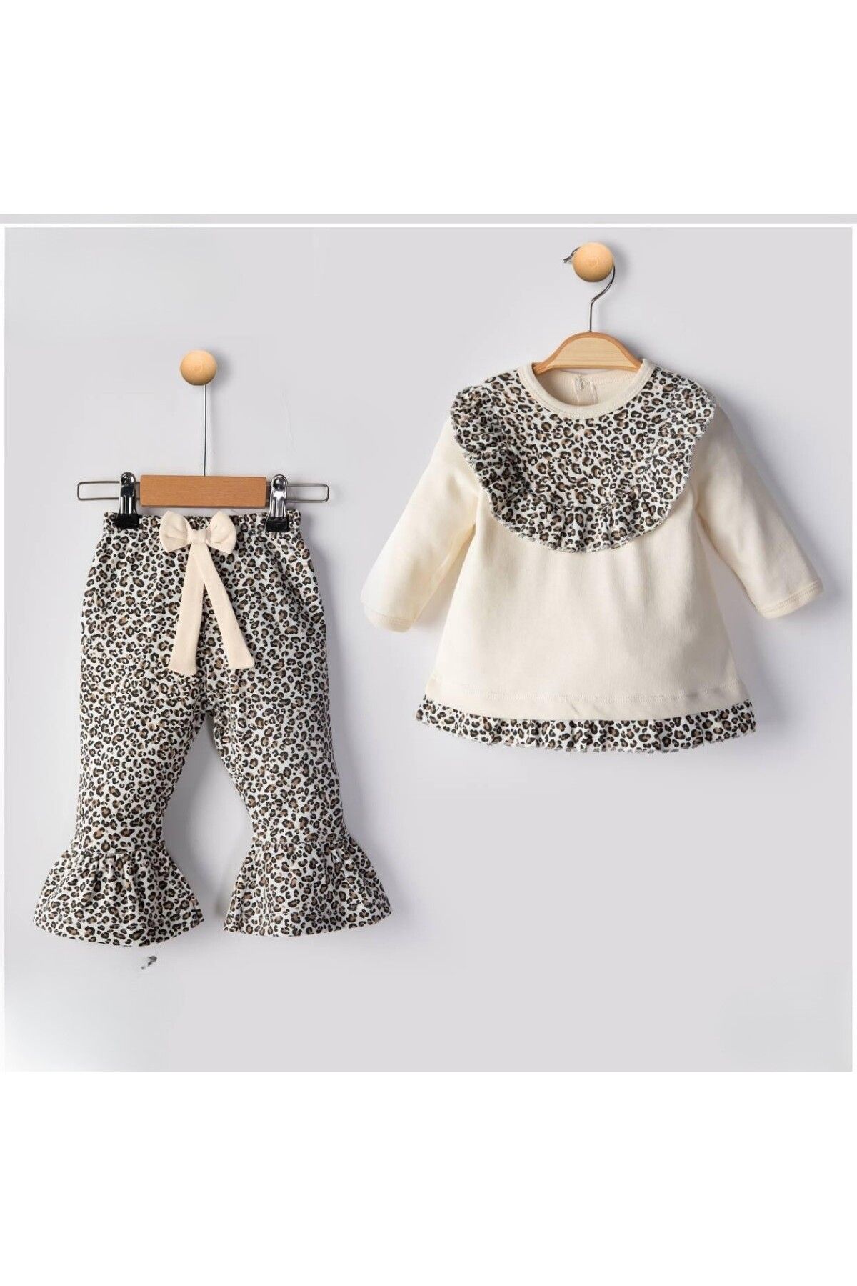 begi kids Leopar Desenli Kız Bebek İkili Takım