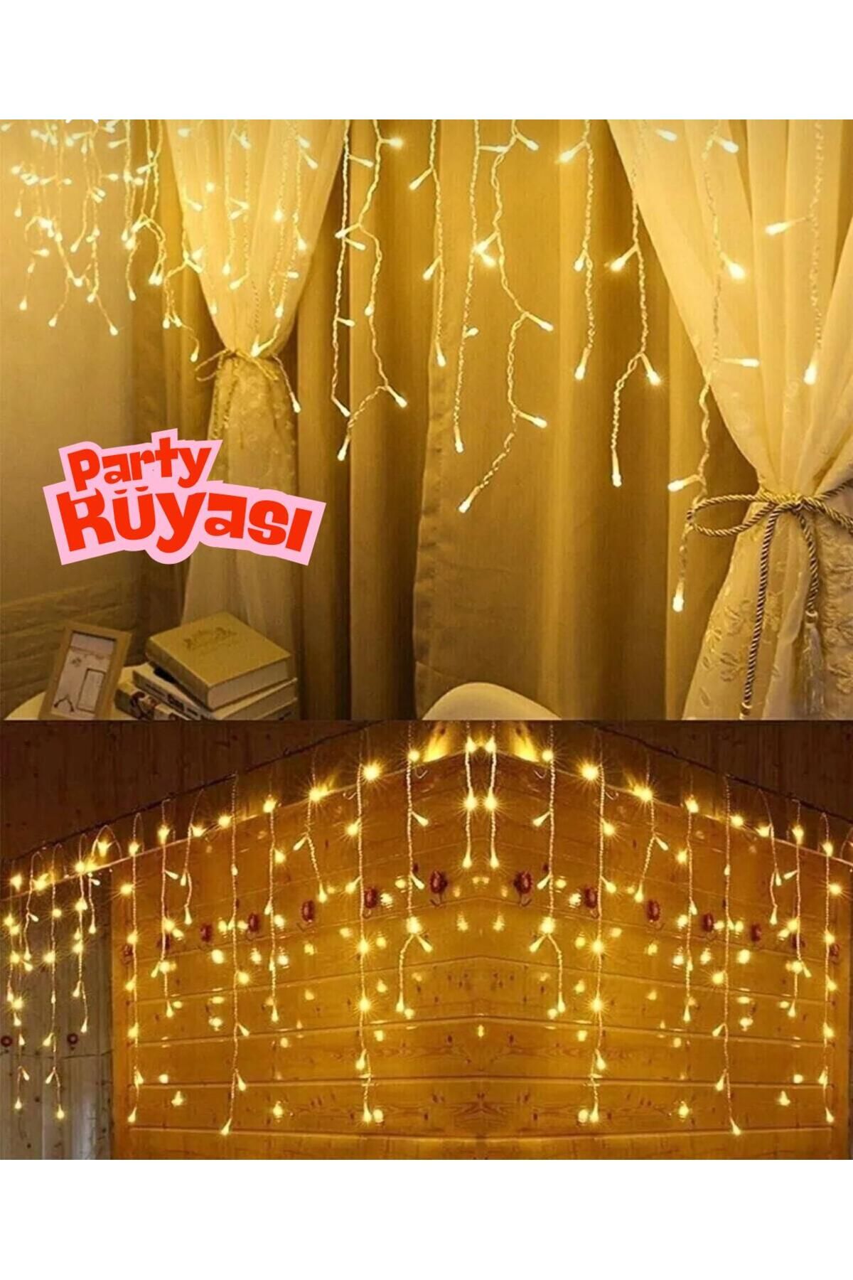 partyrüyası 4 Metre 8 Fonksiyonlu 16 Saçak Led Işık Sarkıt Eklenebilir Süsleme Led Işık