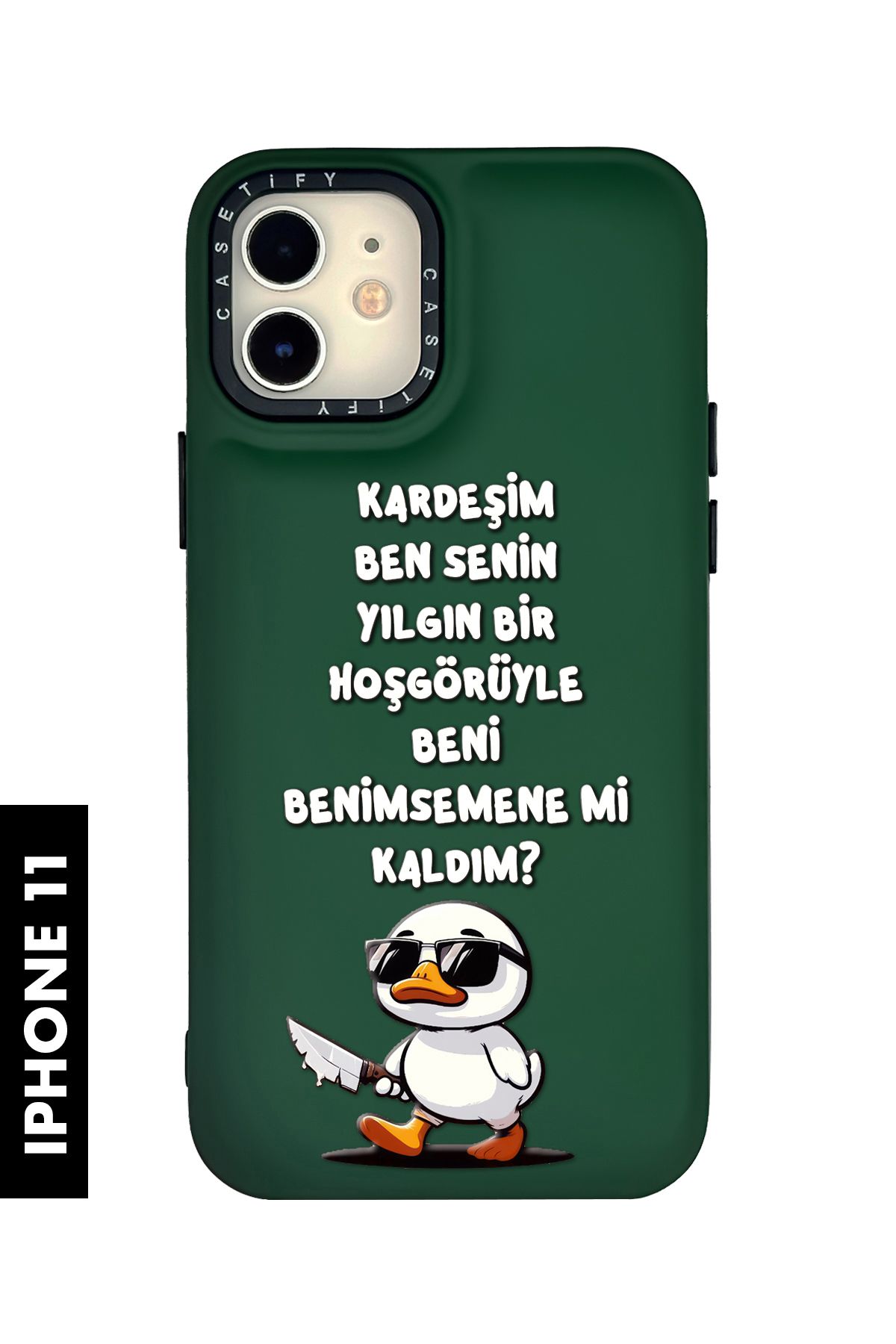 mooodcase iPhone 11 Uyumlu Katil Ördek Desenli Silikonlu Pillow Kılıf