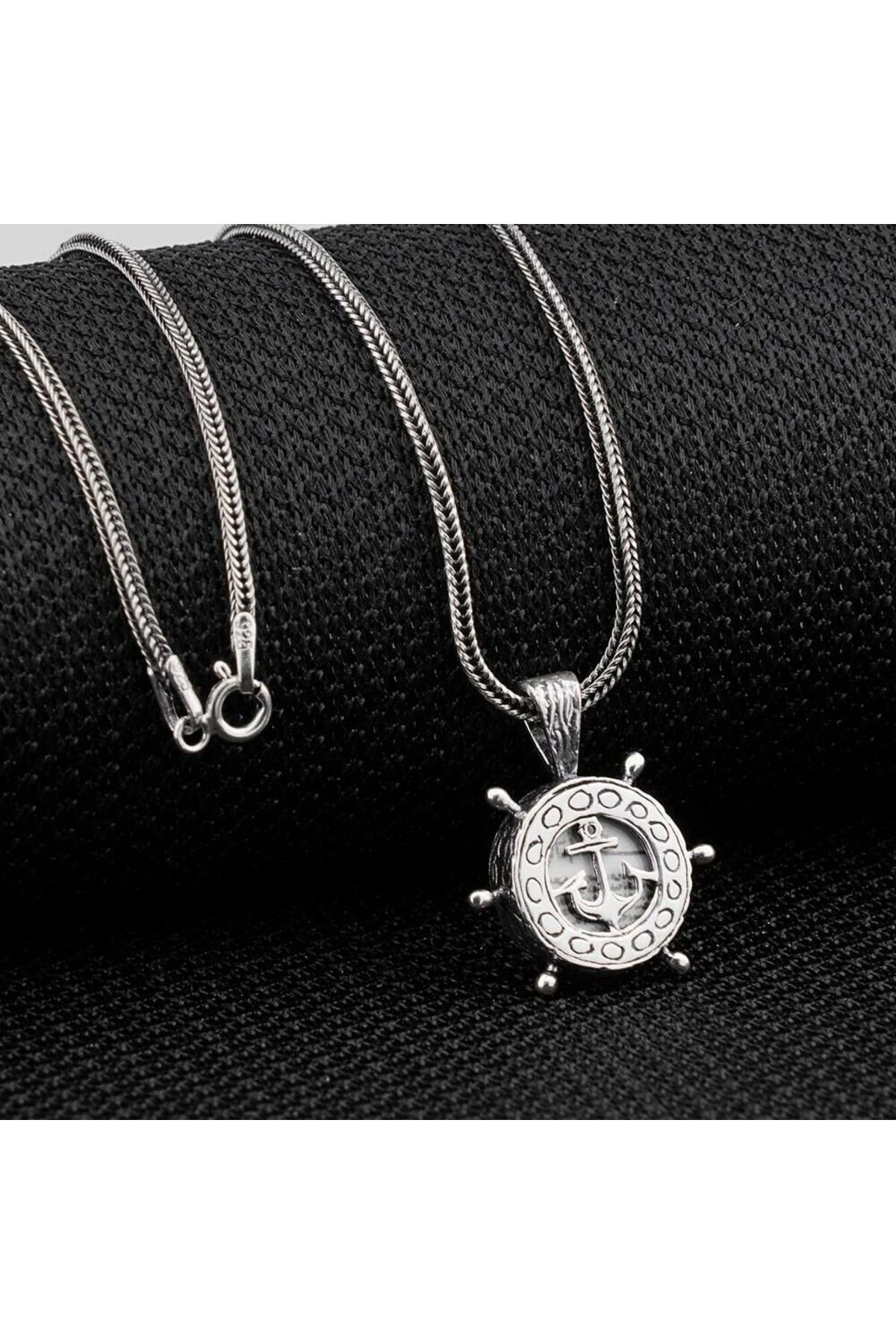 shop Cevşeni Kebir Dualı Yazılı Çapa Dümen Tasarımlı 925 Ayar Gümüş Erkek Kolye