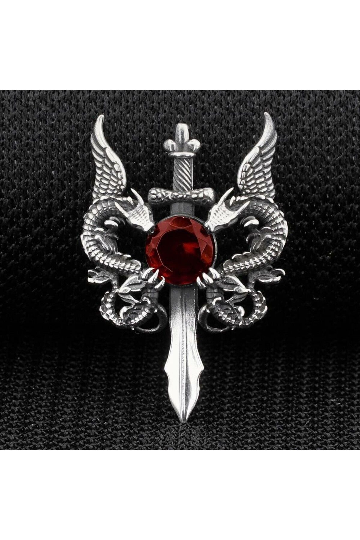 shop Ejderha Tasarımlı Zirkon Taşlı 925 Ayar Gümüş Erkek Kolye Ucu