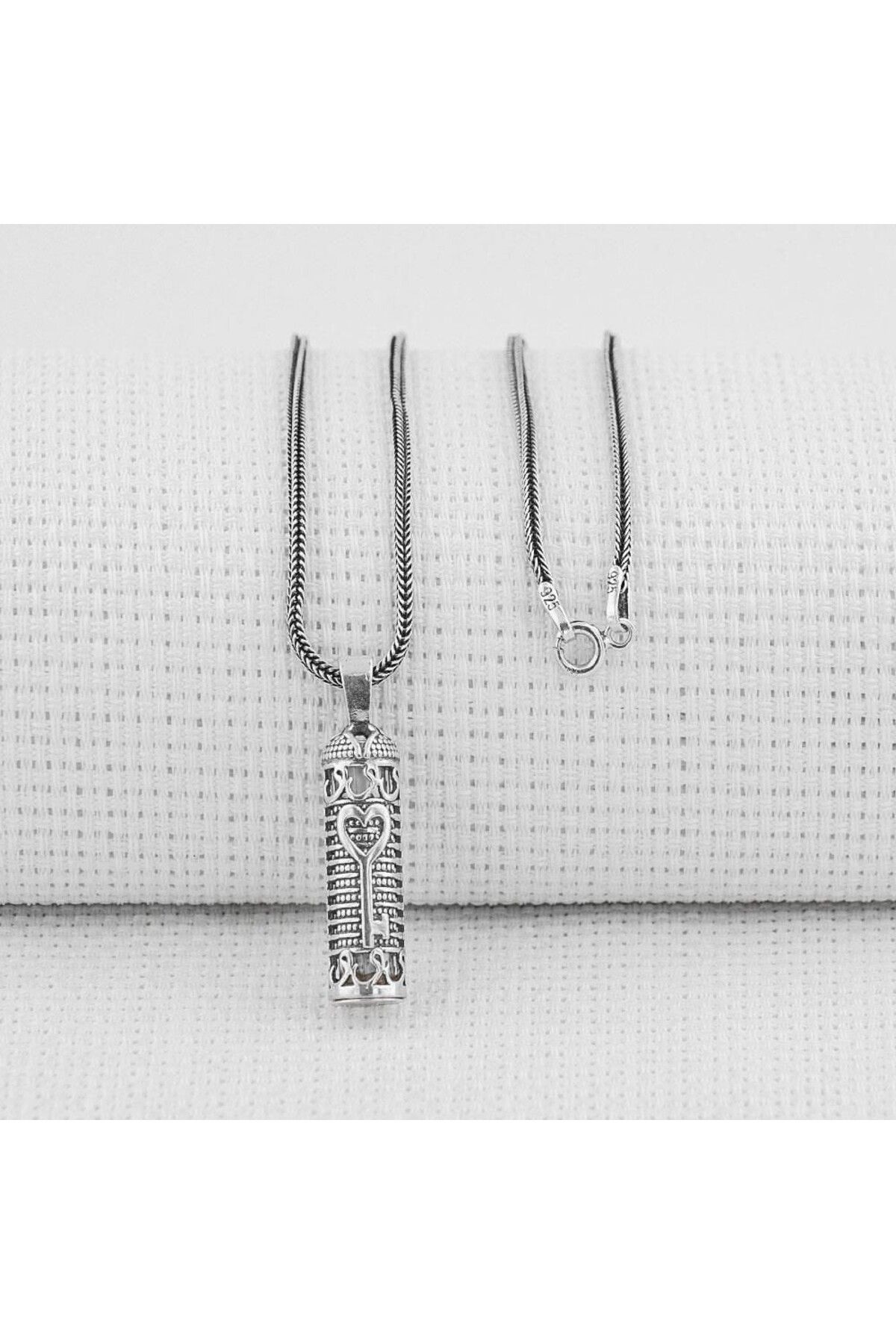 shop Kalp Anahtar Dualı Cevşen 925 Ayar Gümüş Erkek Kolye