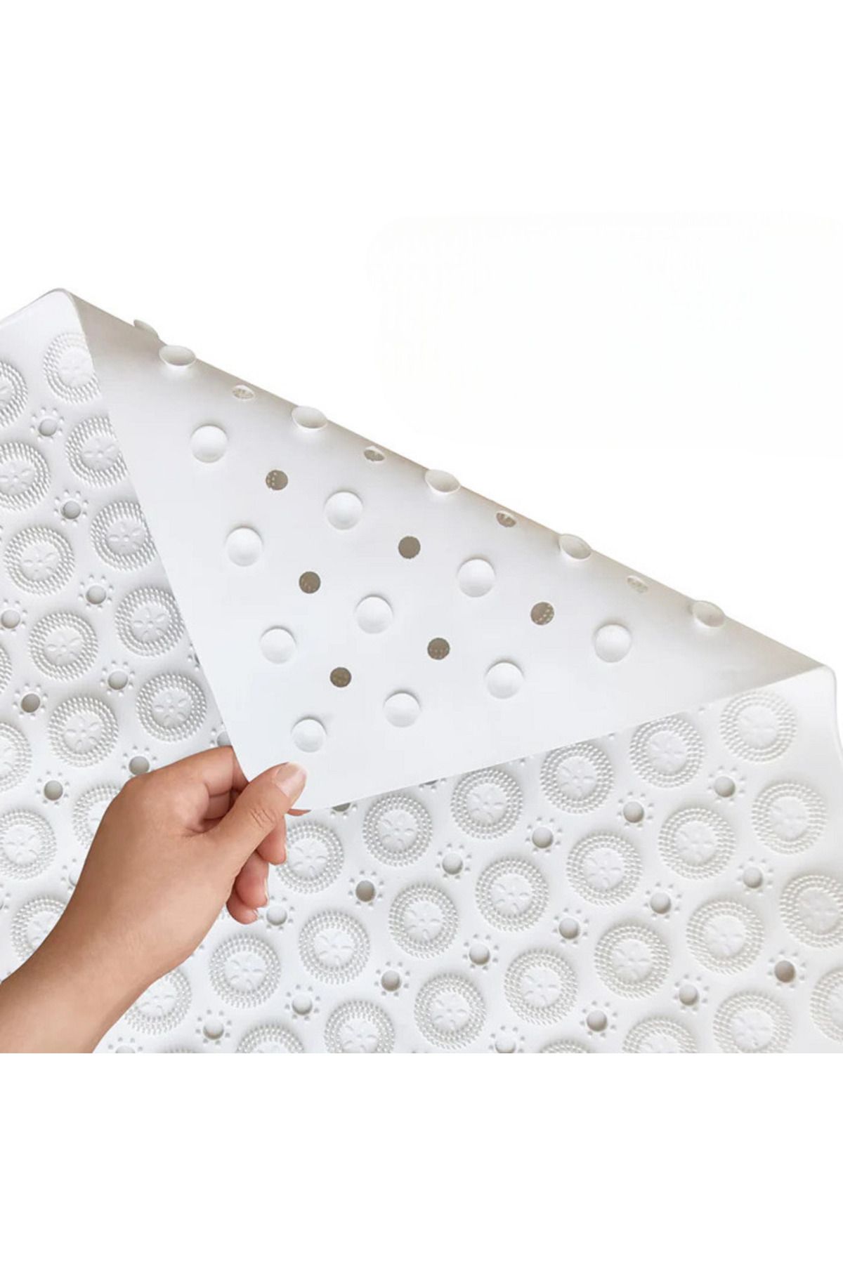 MAİN SHOP Banyo & Duş Kaydırmazı & Küvet Paspası 54x54 Cm Silikon Kare Masajlı Vantuzlu Yapışır M-150