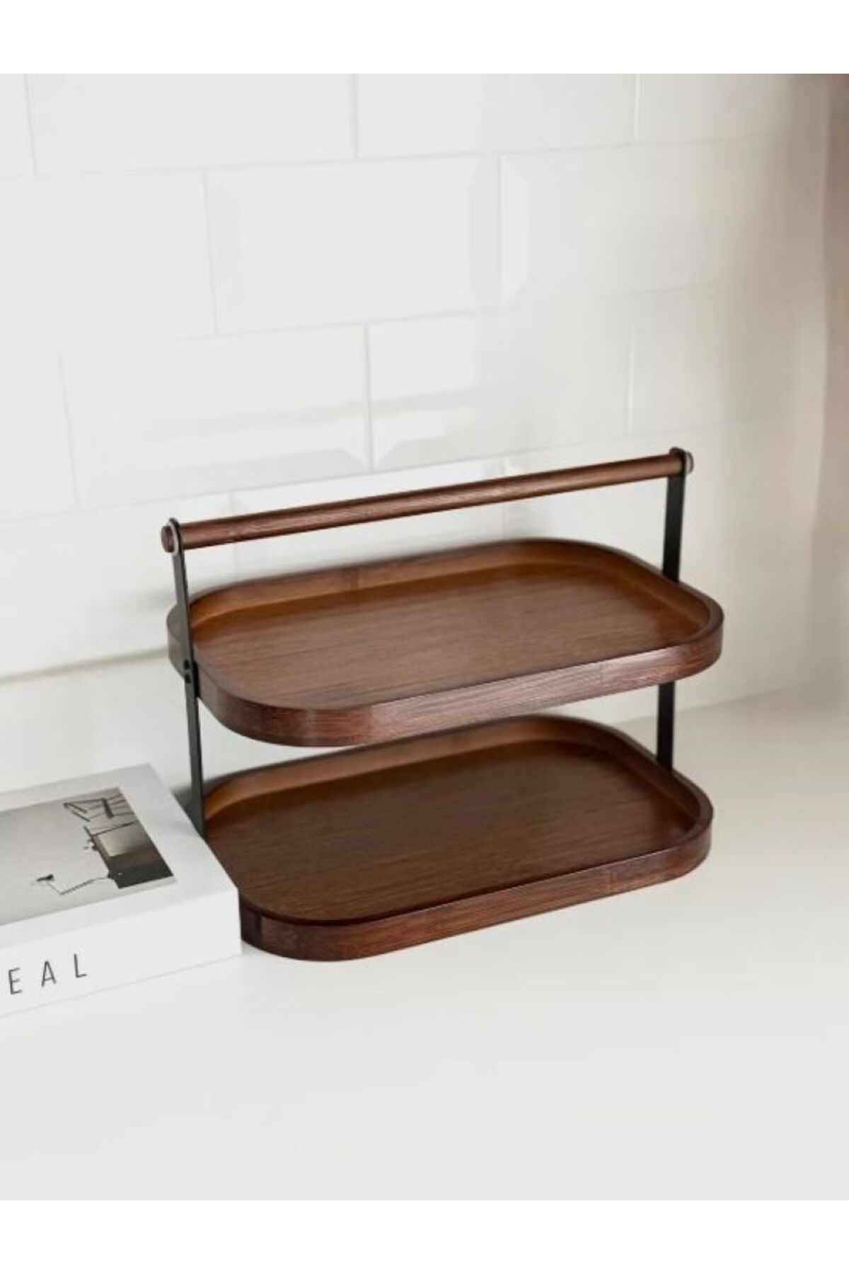 SuoHome Duoloft 2 Katlı Akasya Stand / Sunumluk / Çok Amaçlı Organizer