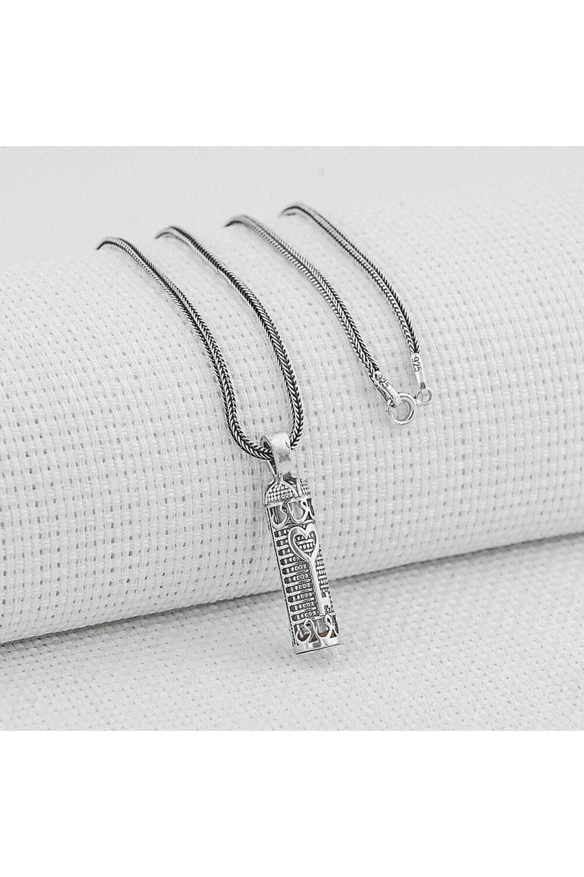 shop Kalp Anahtar Dualı Cevşen 925 Ayar Gümüş Erkek Kolye