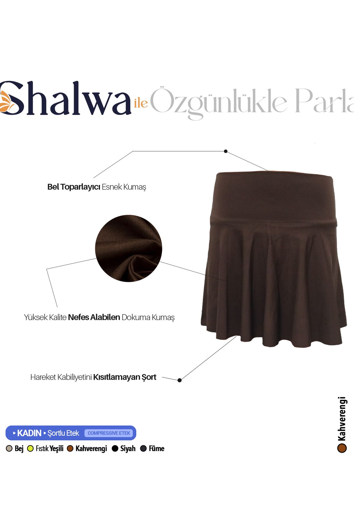 Shalwa Ultra Konforlu Terletmeyen Şortlu Etek