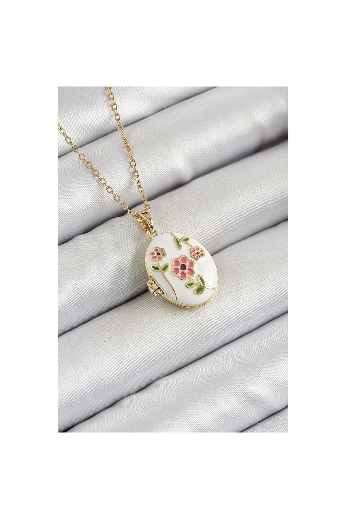 Marsilyan 316L Çelik Zincir Açılabilir Sanatsal Vintage Çiçek Model Gold Renk Kadın Kolye - TJ-BKO10256