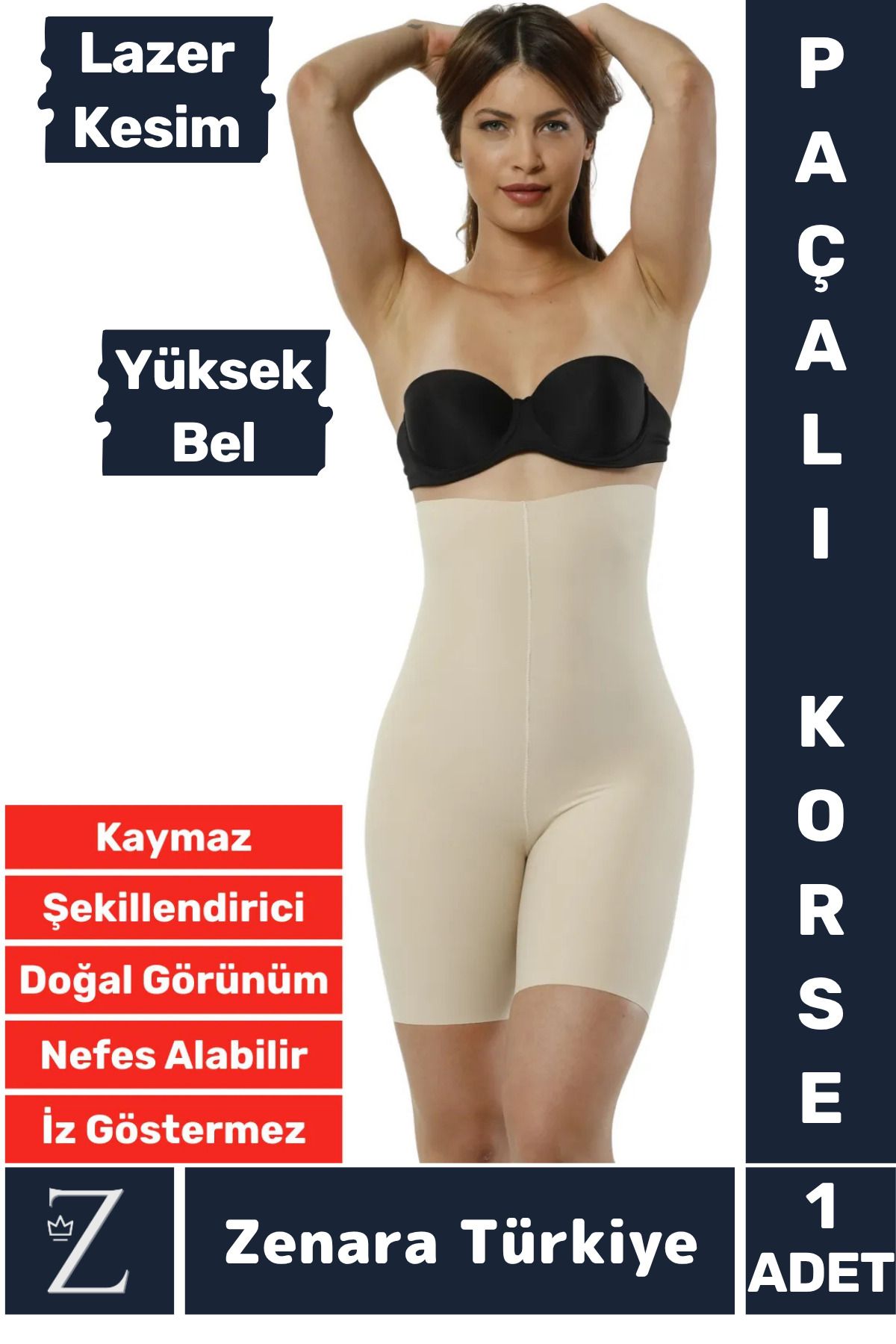 Zenara İz İç Göstermez Kaymaz Beden İncelten Sıkılaştıran Toparlayan LAZER KESİM Yüksek Bel Paçalı Korse