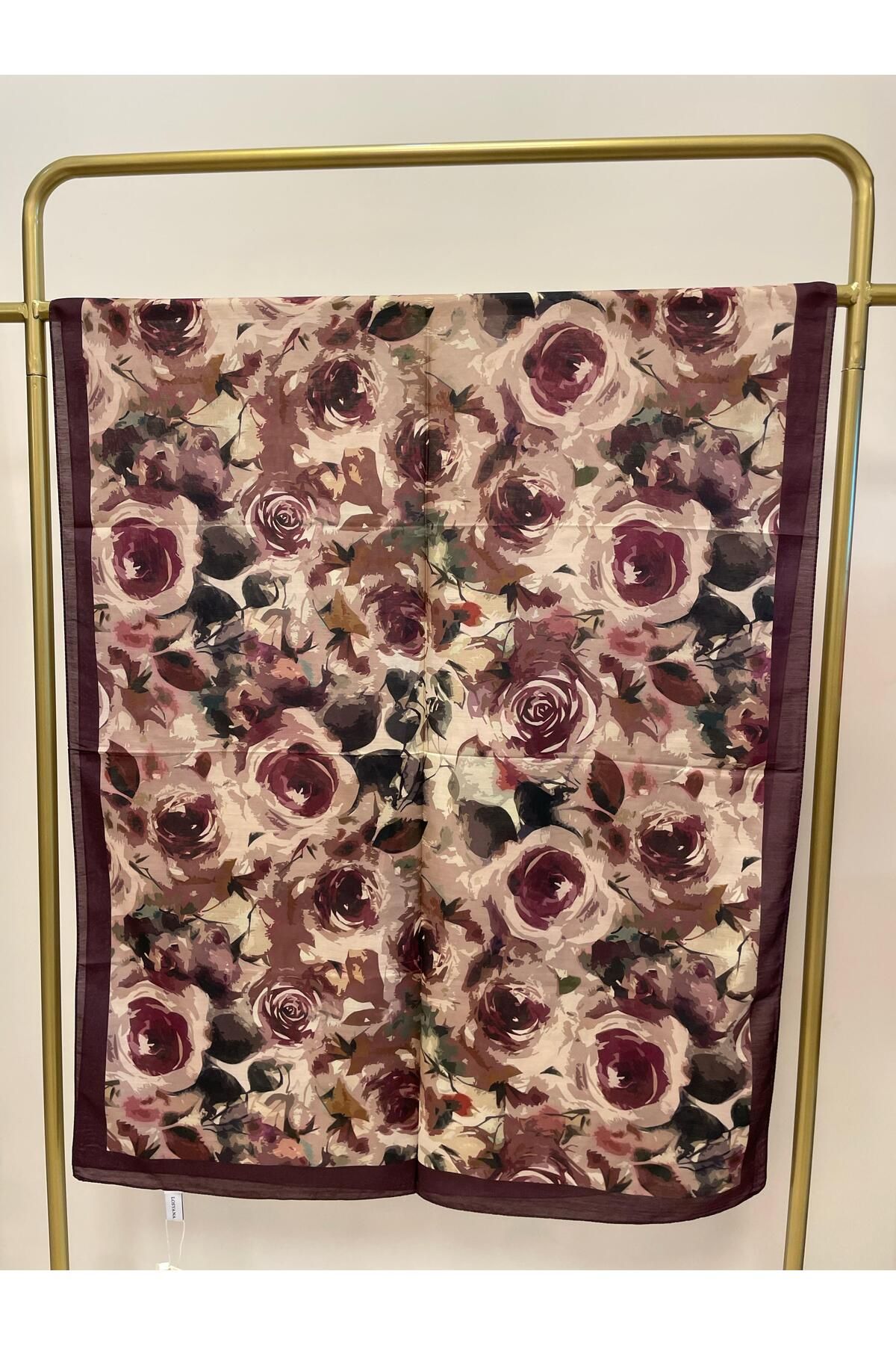 MENESSA Pamuk Vual Rose Desen Şal