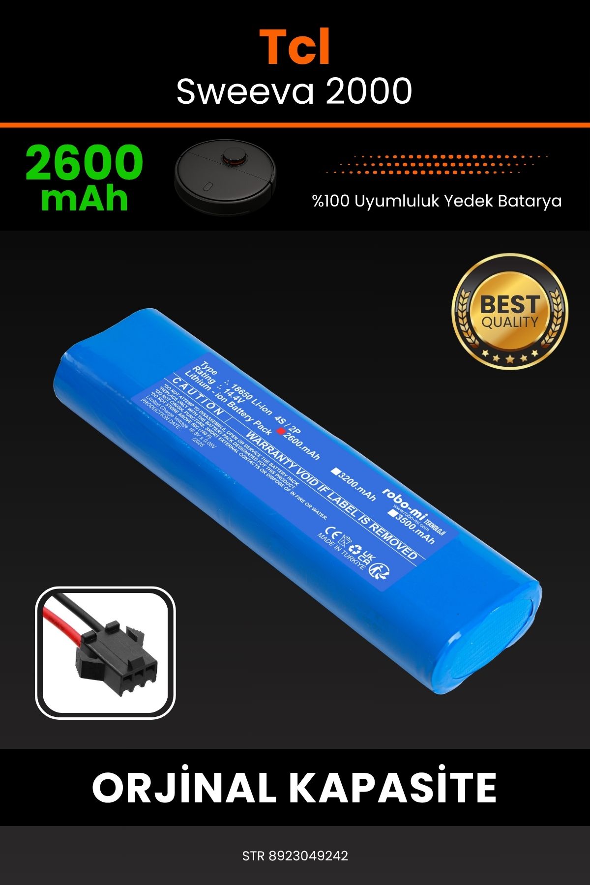 robo-mi Tcl Sweeva 2000 2600mAh Robot Süpürge Bataryası - Koruma Katmanlı Batarya Teknolojisi