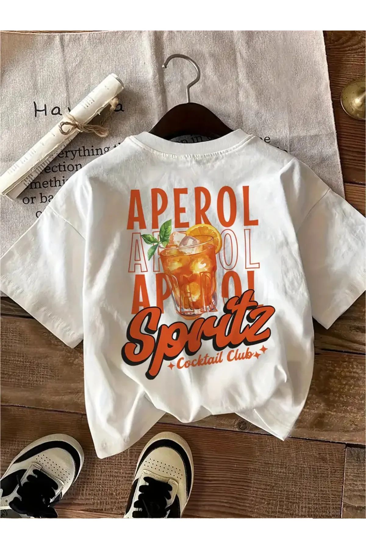 Koklonmoda Unisex Aperol Spritz Baskılı Oversize T-Shirt