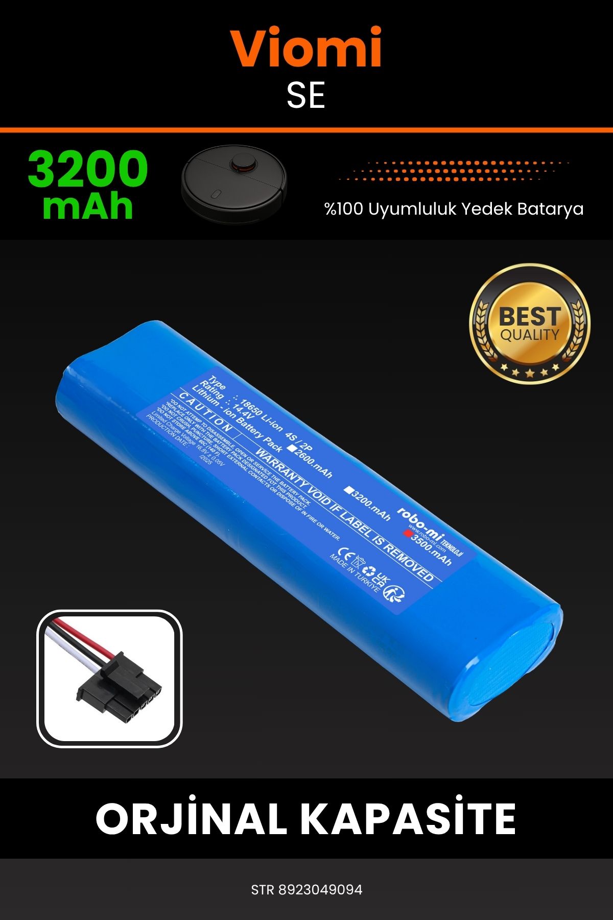 robo-mi Viomi SE 3200mAh Robot Süpürge Bataryası - Koruma Katmanlı Batarya Teknolojisi