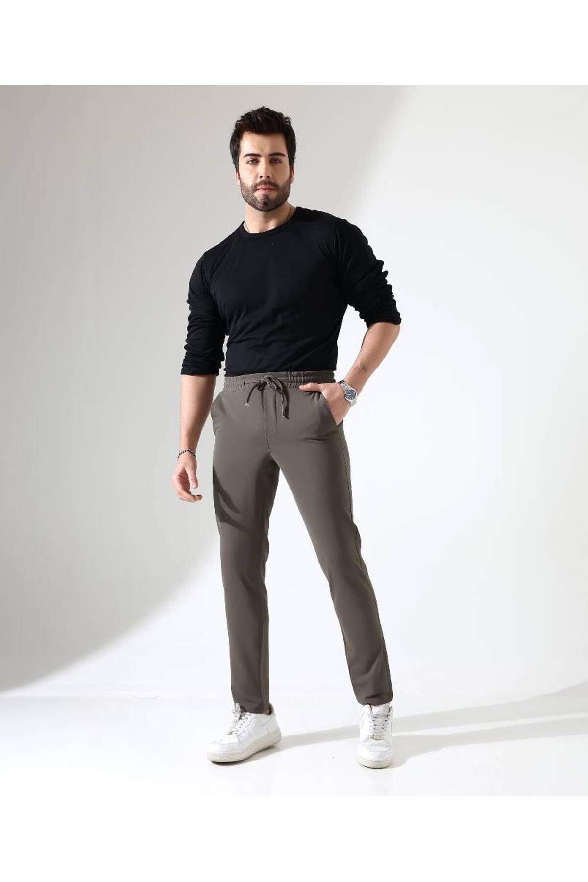 Benim Denim ERKEK BELİ TAM LASTİKLİ HAKİ LOOSER JOGGER ÖRME RAHAT PANTOLON